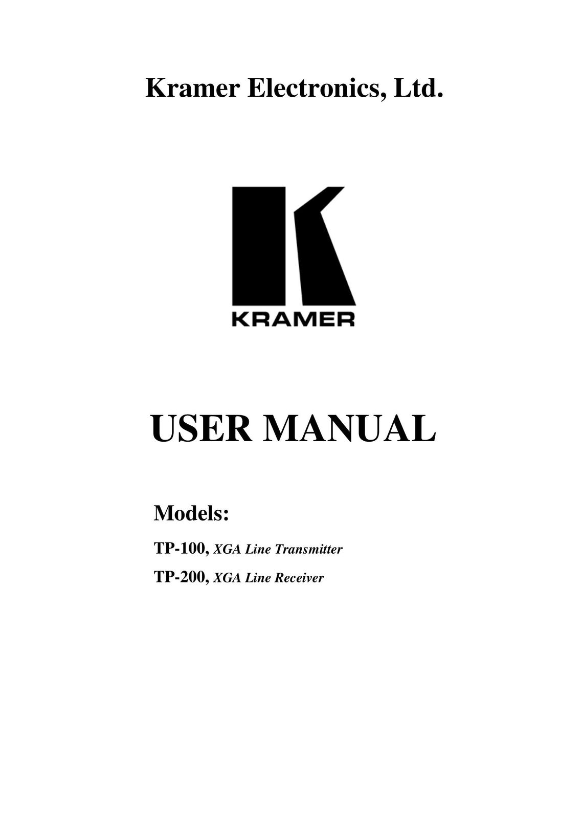 Kramer Electronics TP-100 Satellite Radio User Manual