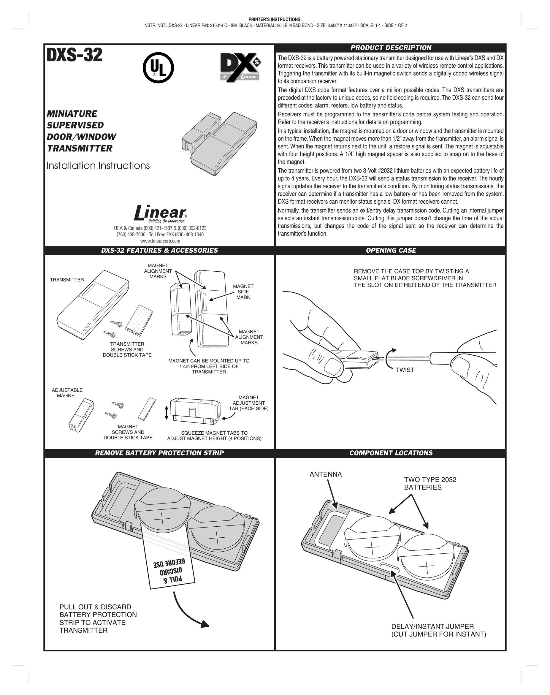 Linear DXS-32 Satellite Radio User Manual