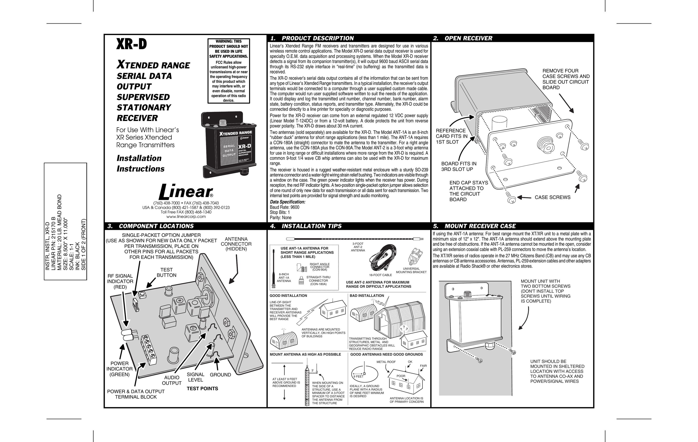 Linear XR-D Satellite Radio User Manual