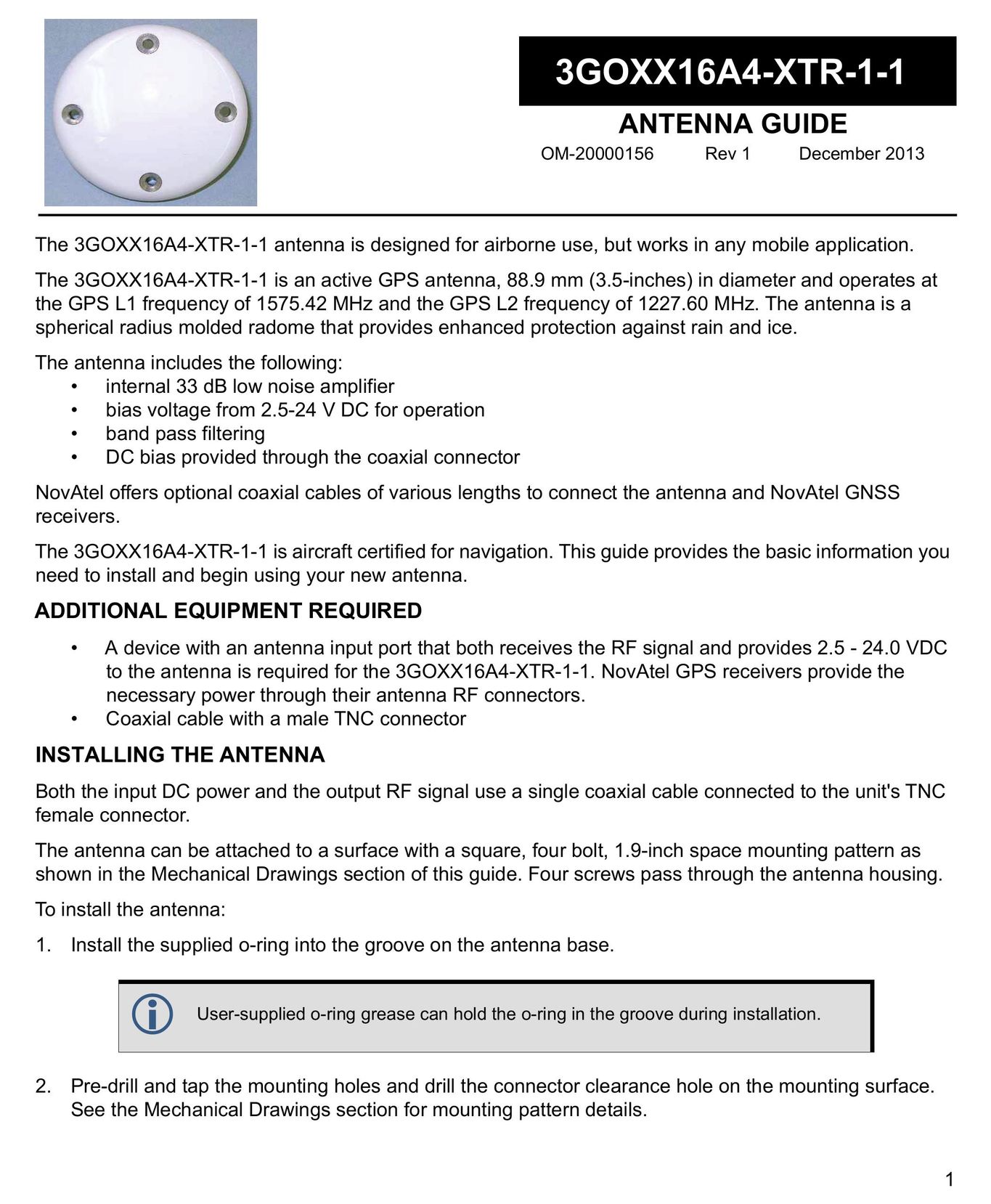 Novatel 3GOXX16A4-XTR-1-1 Satellite Radio User Manual