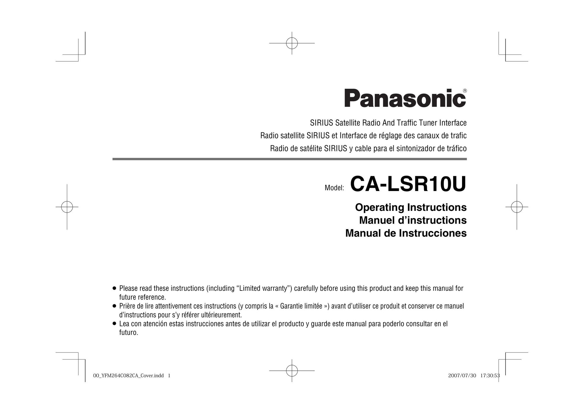 Panasonic CA-LSR10U Satellite Radio User Manual