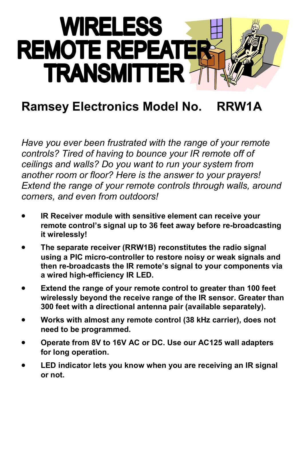 Ramsey Electronics RRW1A Satellite Radio User Manual