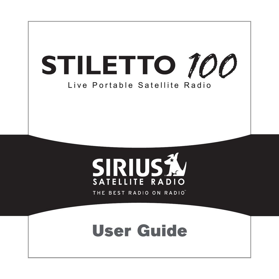 Sirius Satellite Radio 100 Satellite Radio User Manual