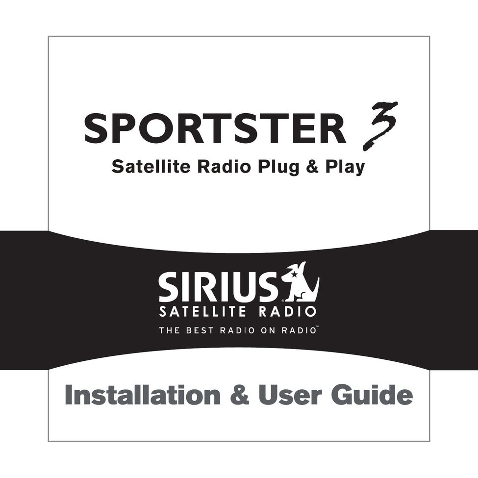 Sirius Satellite Radio 3 Satellite Radio User Manual