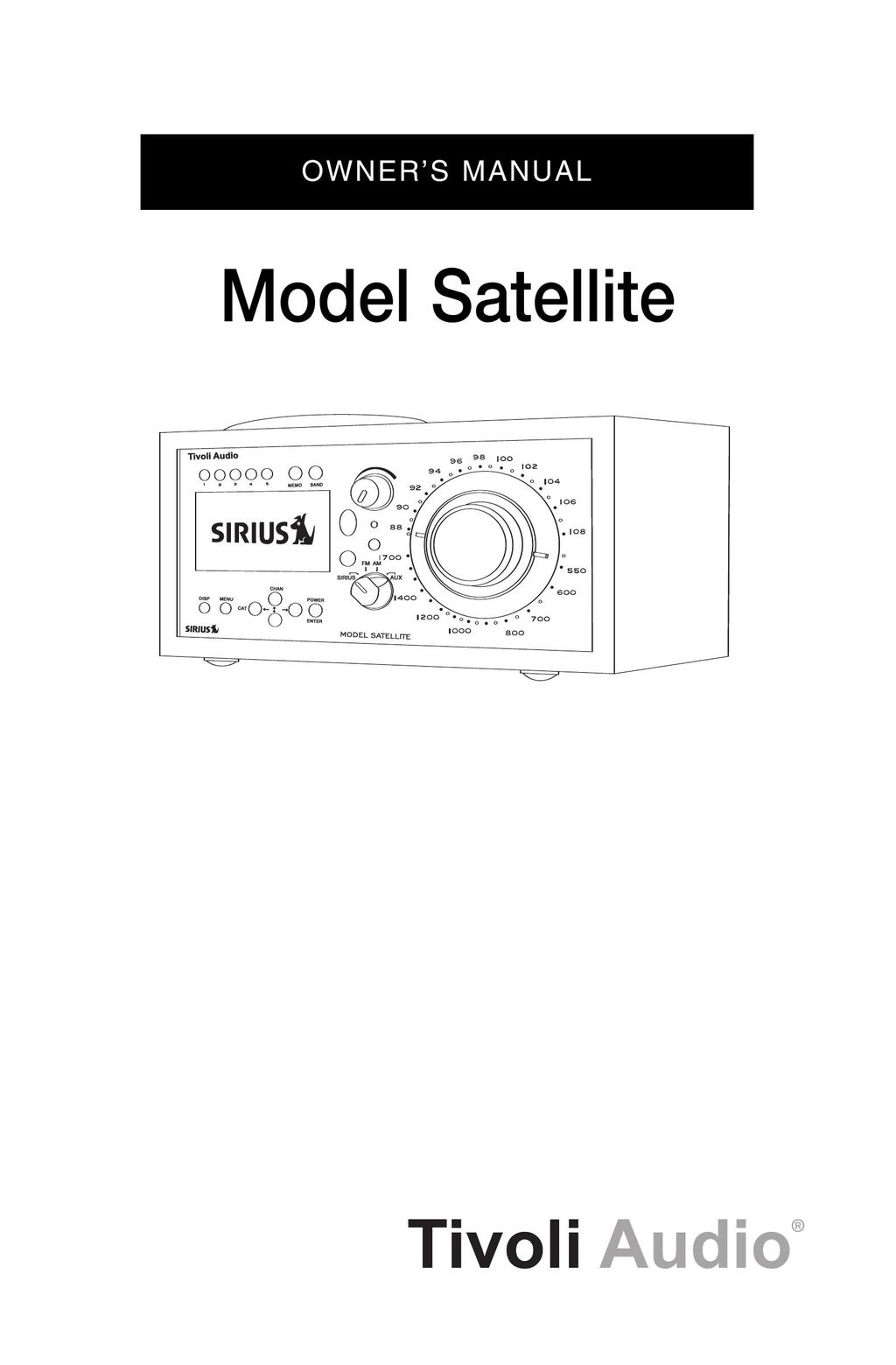 Sirius Satellite Radio Model Satellite Satellite Radio User Manual