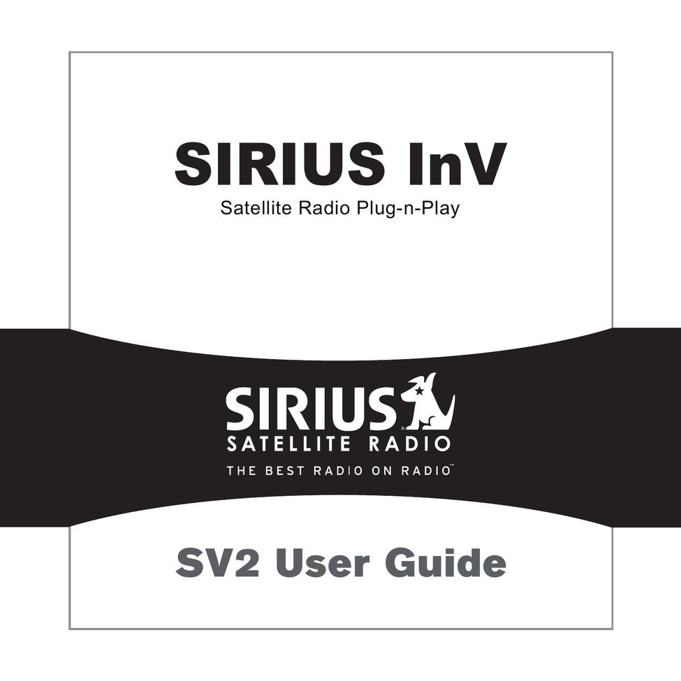 Sirius Satellite Radio Plug-n-Play Satellite Radio User Manual