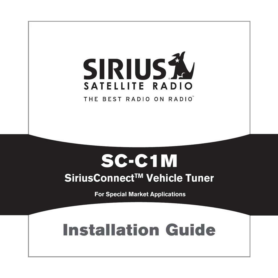 Sirius Satellite Radio SC-C1M Satellite Radio User Manual