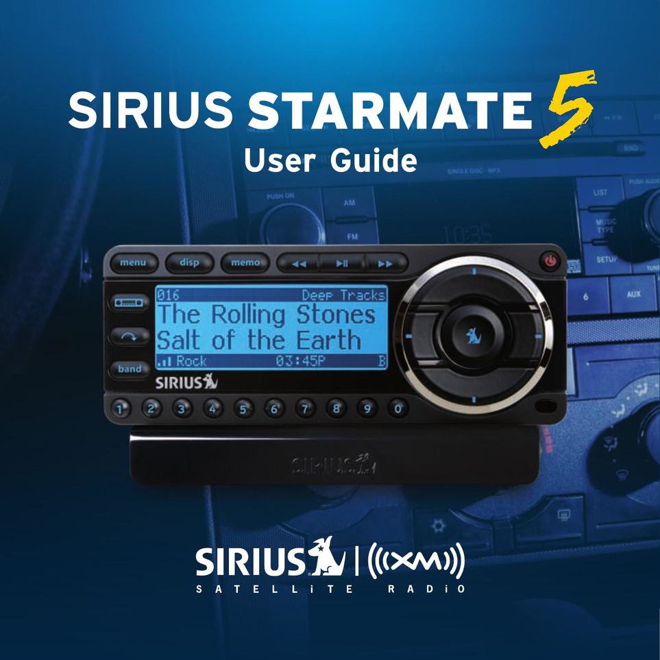 Sirius Satellite Radio SDST5V1 Satellite Radio User Manual