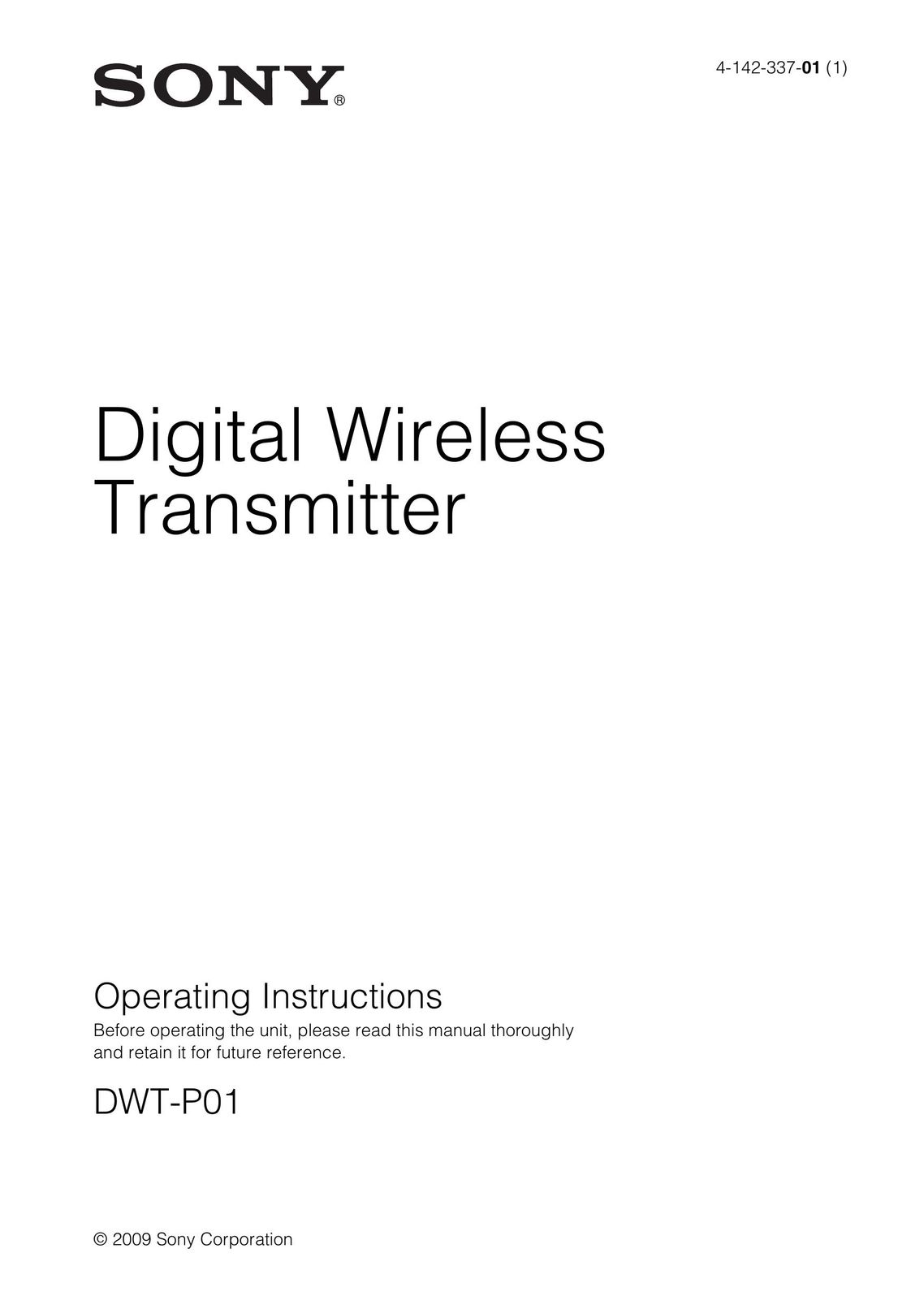 Sony DWT-P01 Satellite Radio User Manual