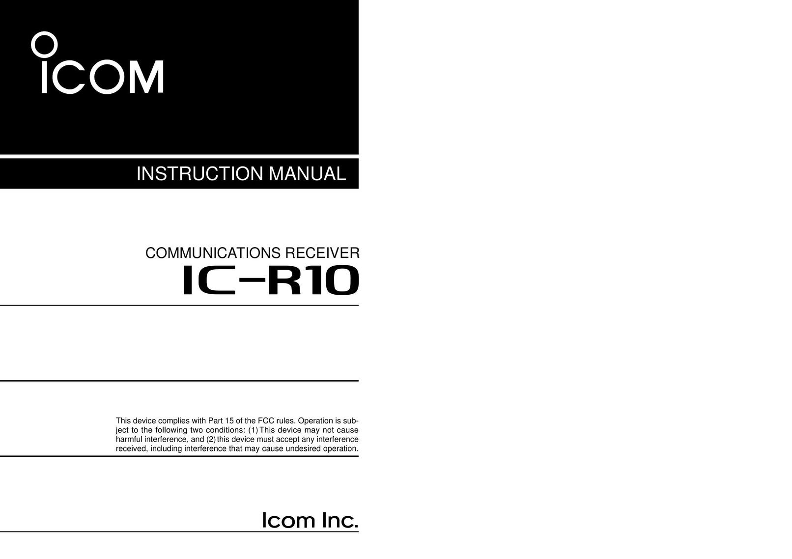 Tamron IC-R10 Satellite Radio User Manual