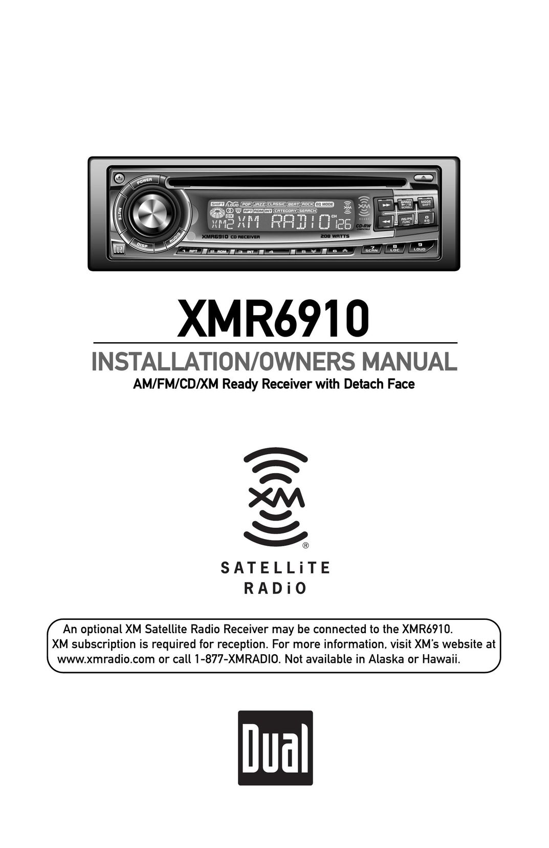 XM Satellite Radio XMR6910 Satellite Radio User Manual