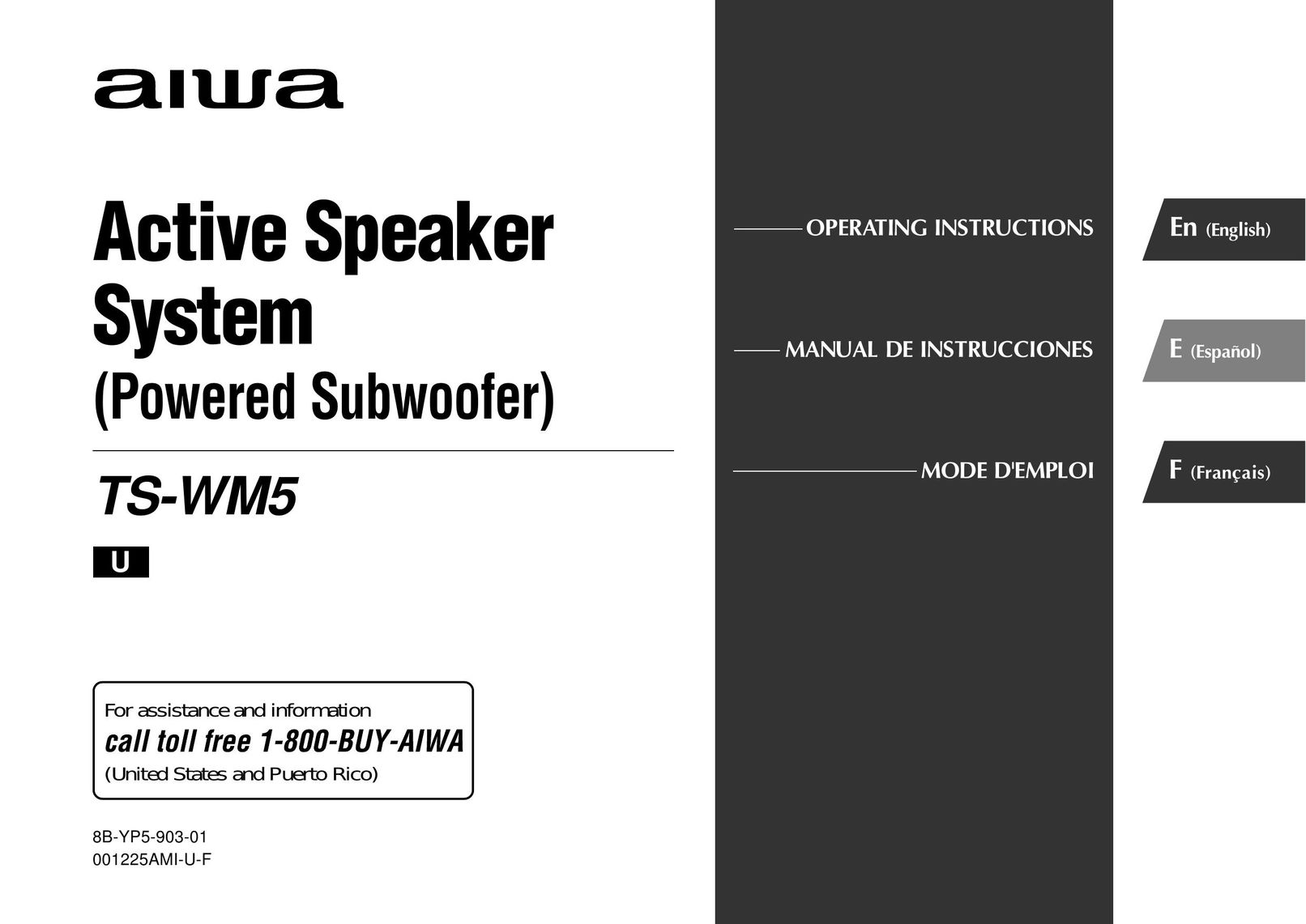 Aiwa WM5 Speaker User Manual