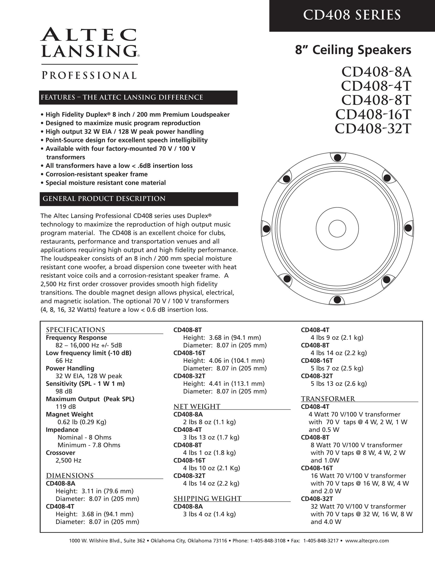 Altec Lansing CD408-16T Speaker User Manual