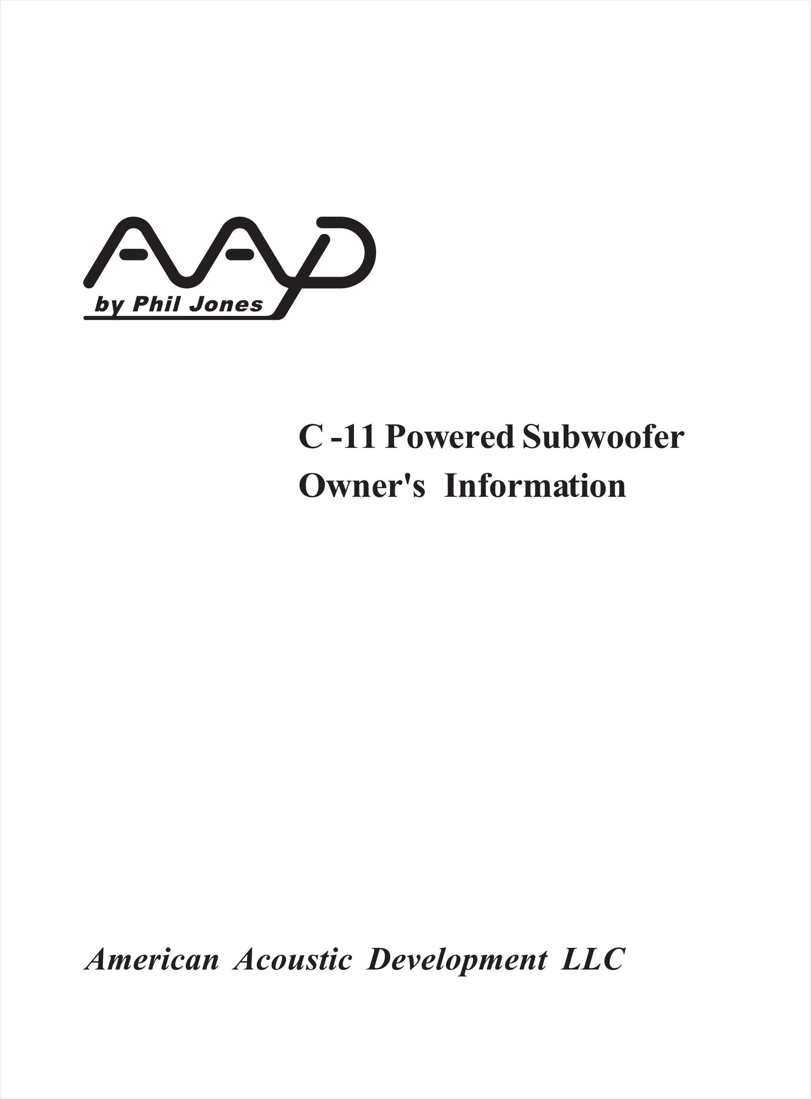 American Acoustic Development C -11 Speaker User Manual