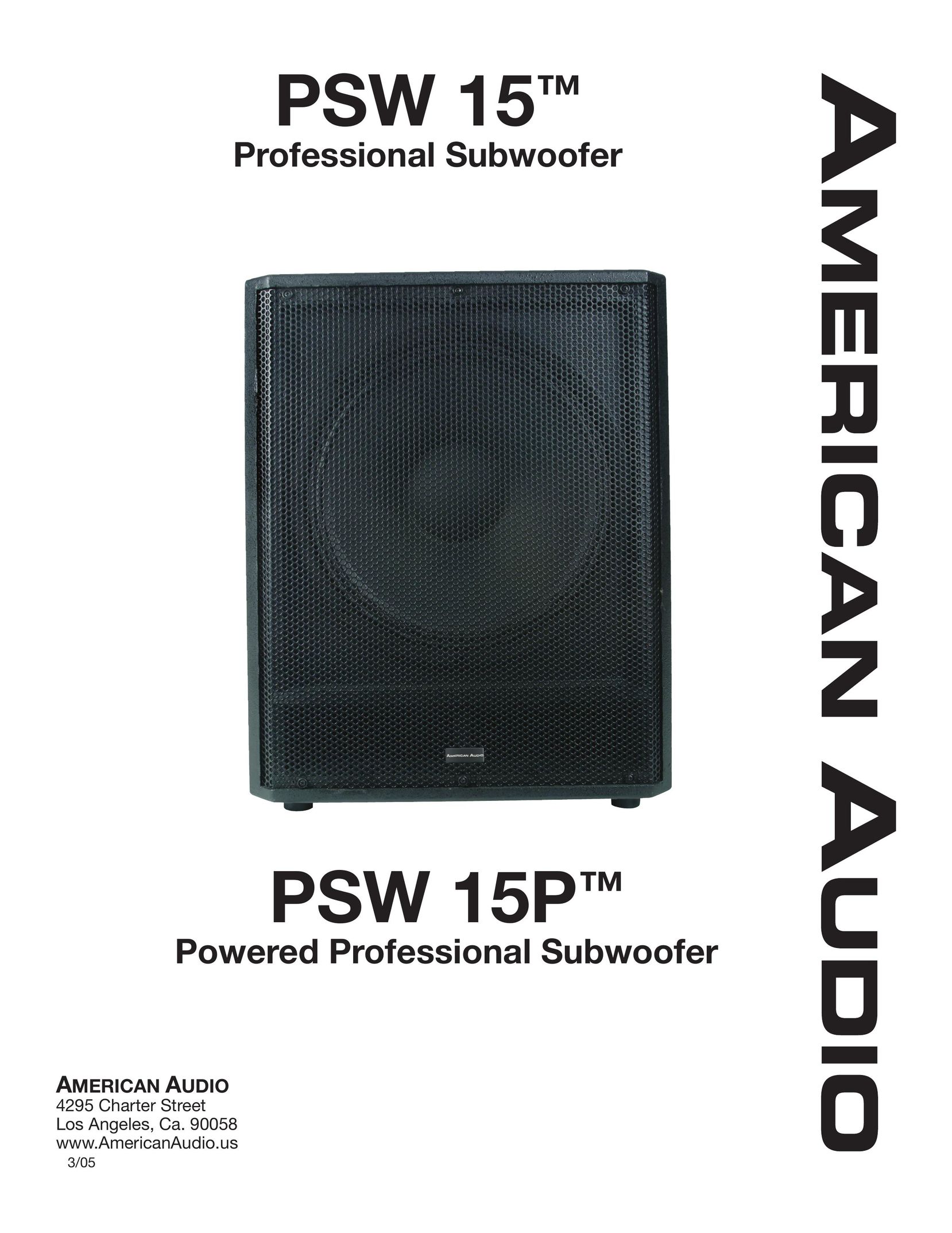 American Audio PSW 15 Speaker User Manual