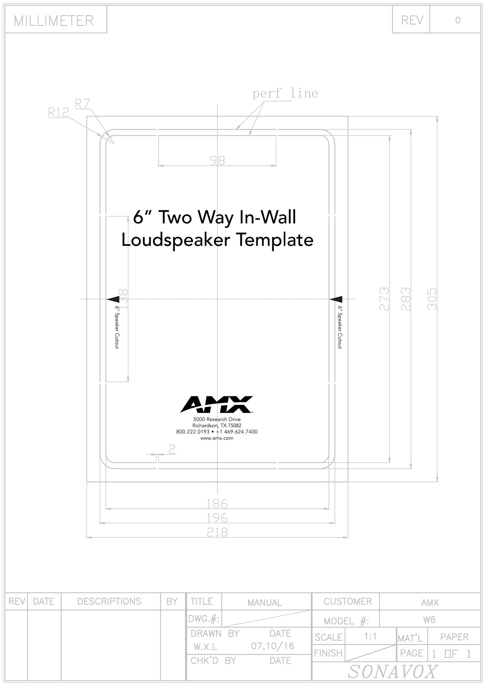 AMX W6 Speaker User Manual