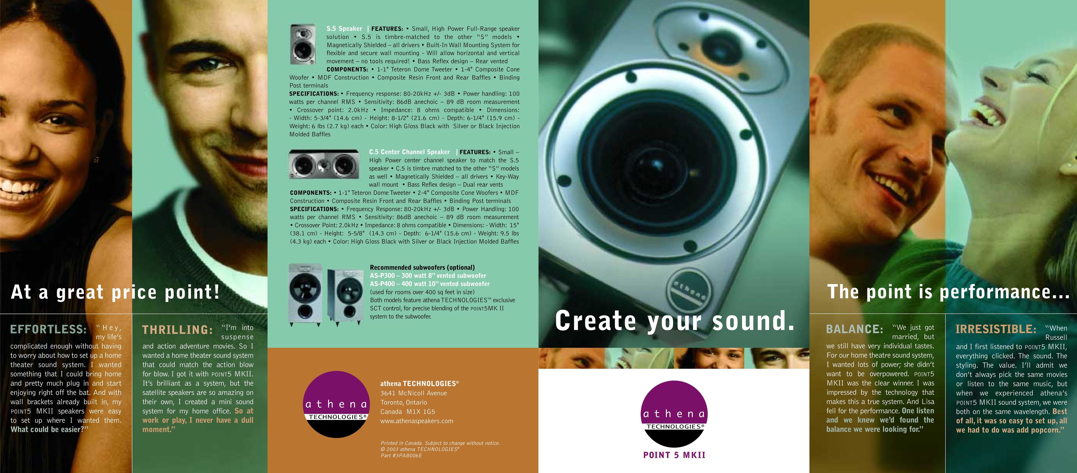 Athena Technologies C.5 Speaker User Manual