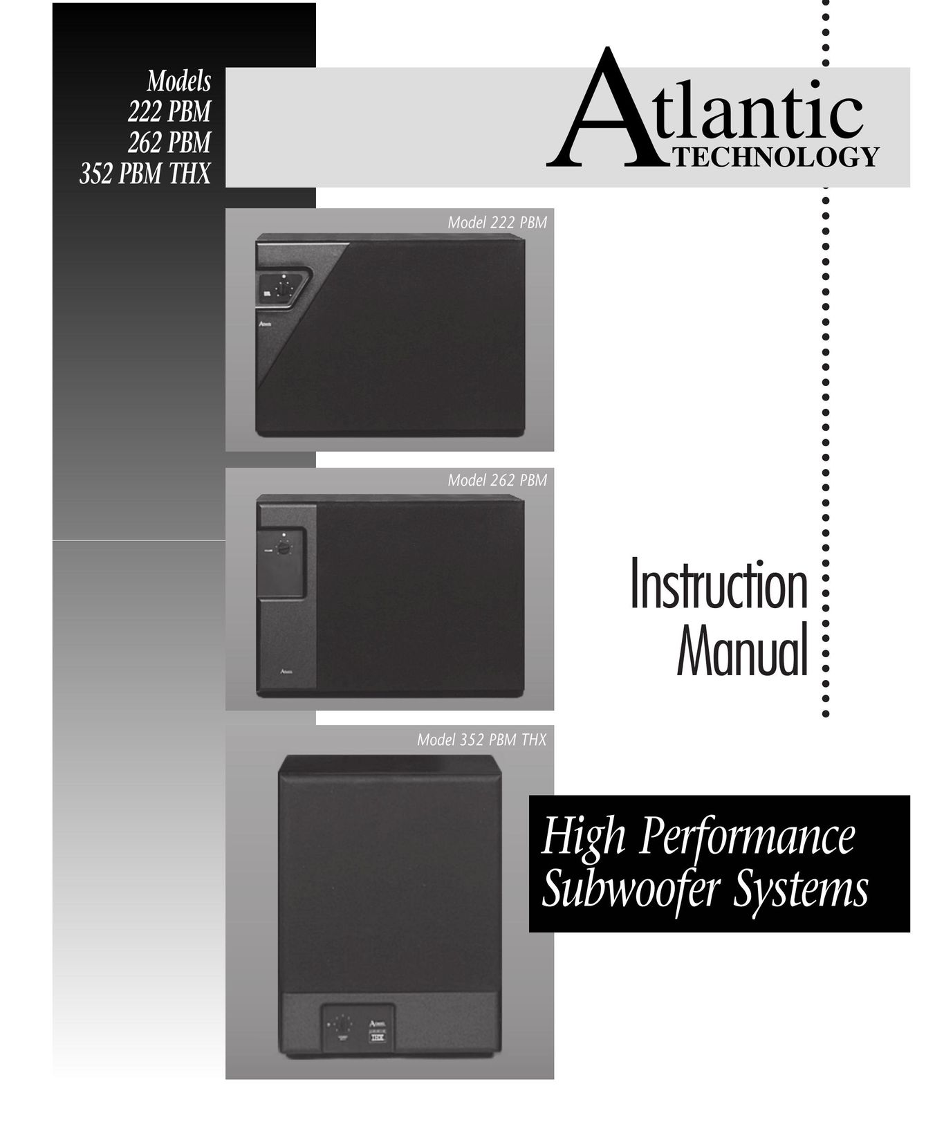 Atlantic Technology 222 PBM Speaker User Manual