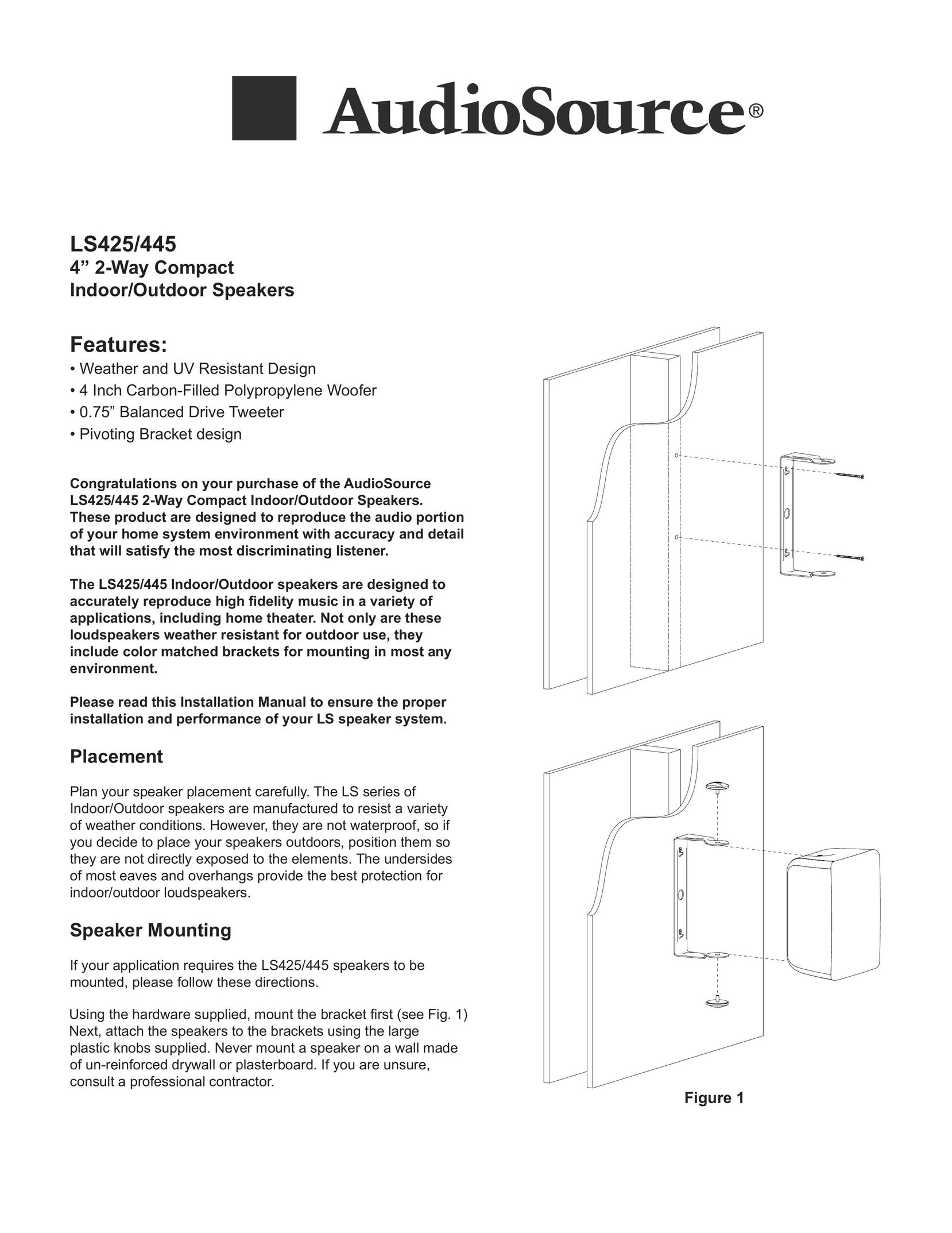 AudioSource 2-Way Compact Indoor/Outdoor Speakers Speaker User Manual