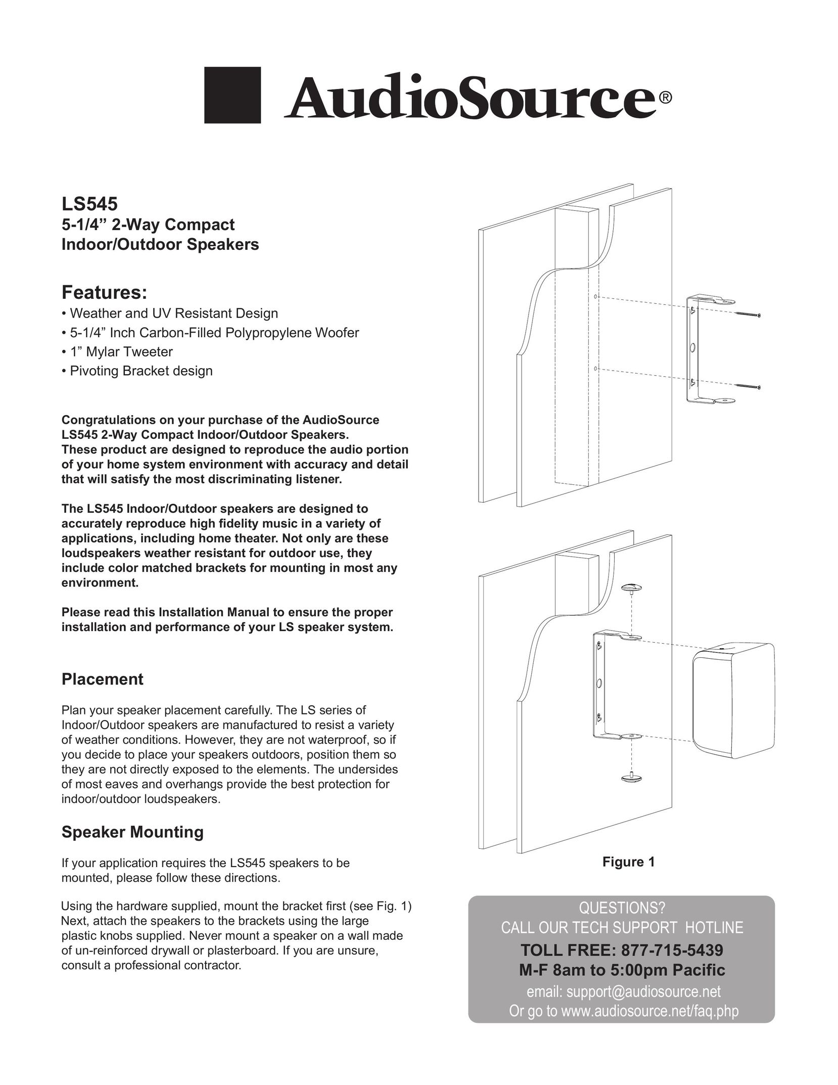 AudioSource 5-1/4" 2-way compact indoor/outdoor speakers Speaker User Manual