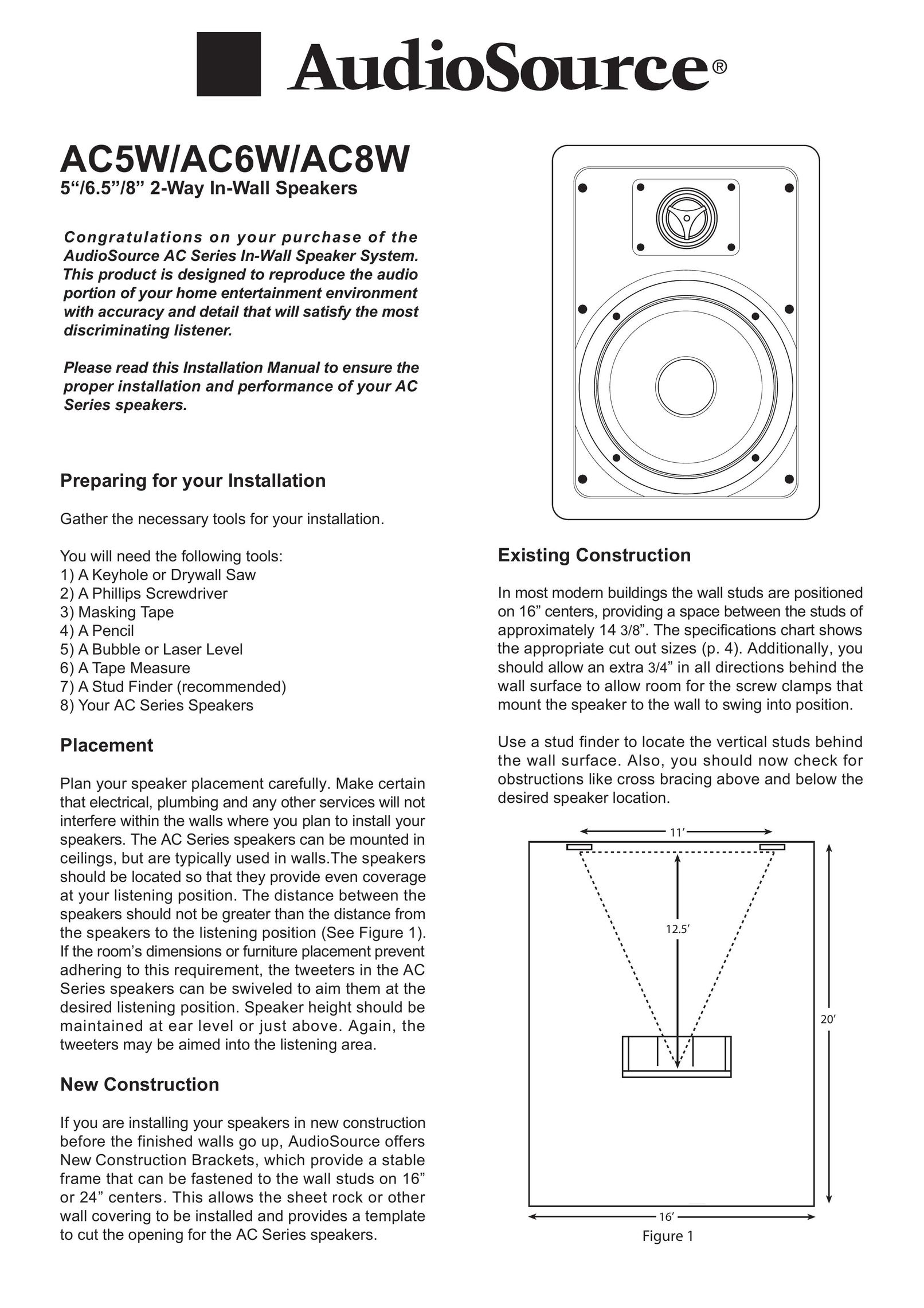 AudioSource AC5W Speaker User Manual