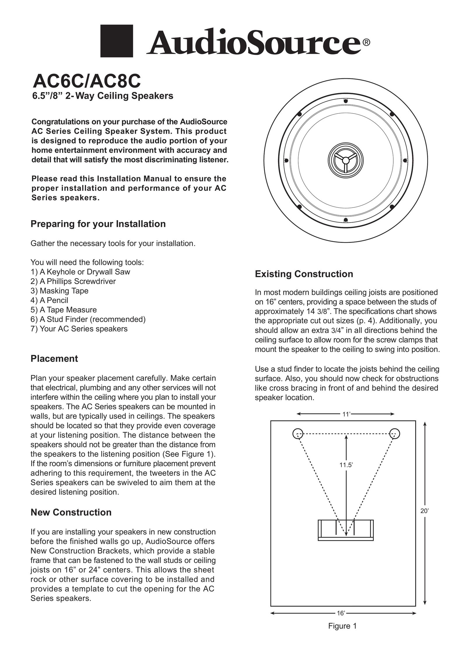AudioSource AC8C Speaker User Manual