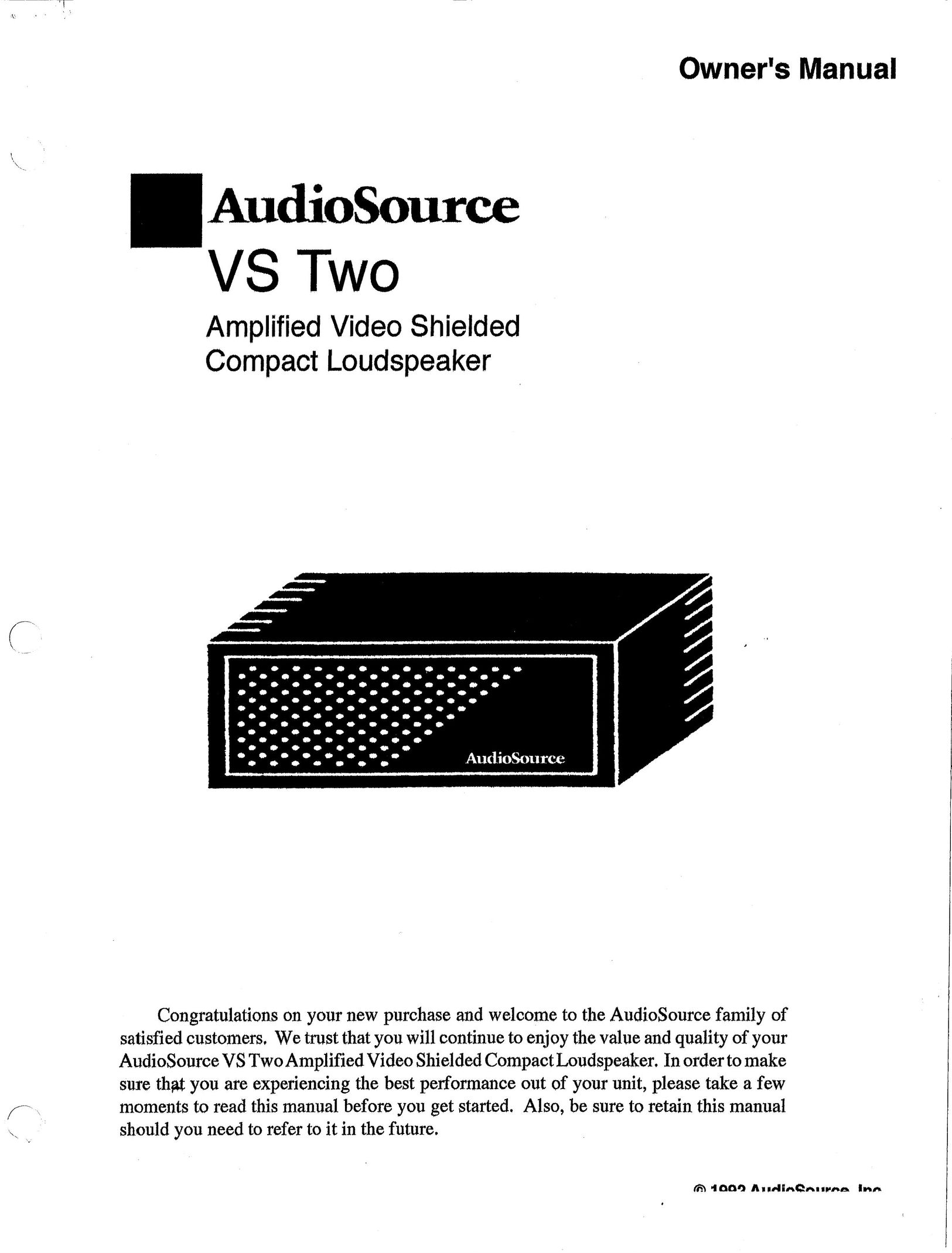 AudioSource Amplified Video Shielded Compact Loudspeaker Speaker User Manual