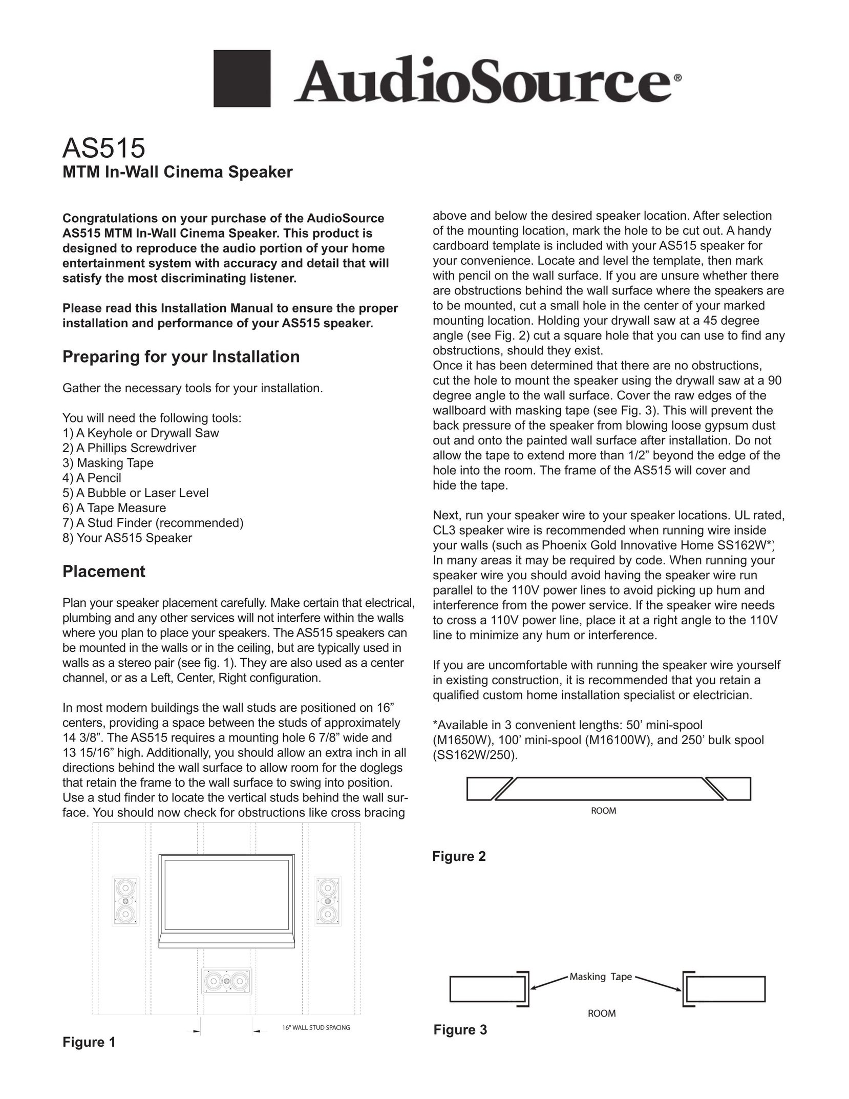 AudioSource AS515 Speaker User Manual