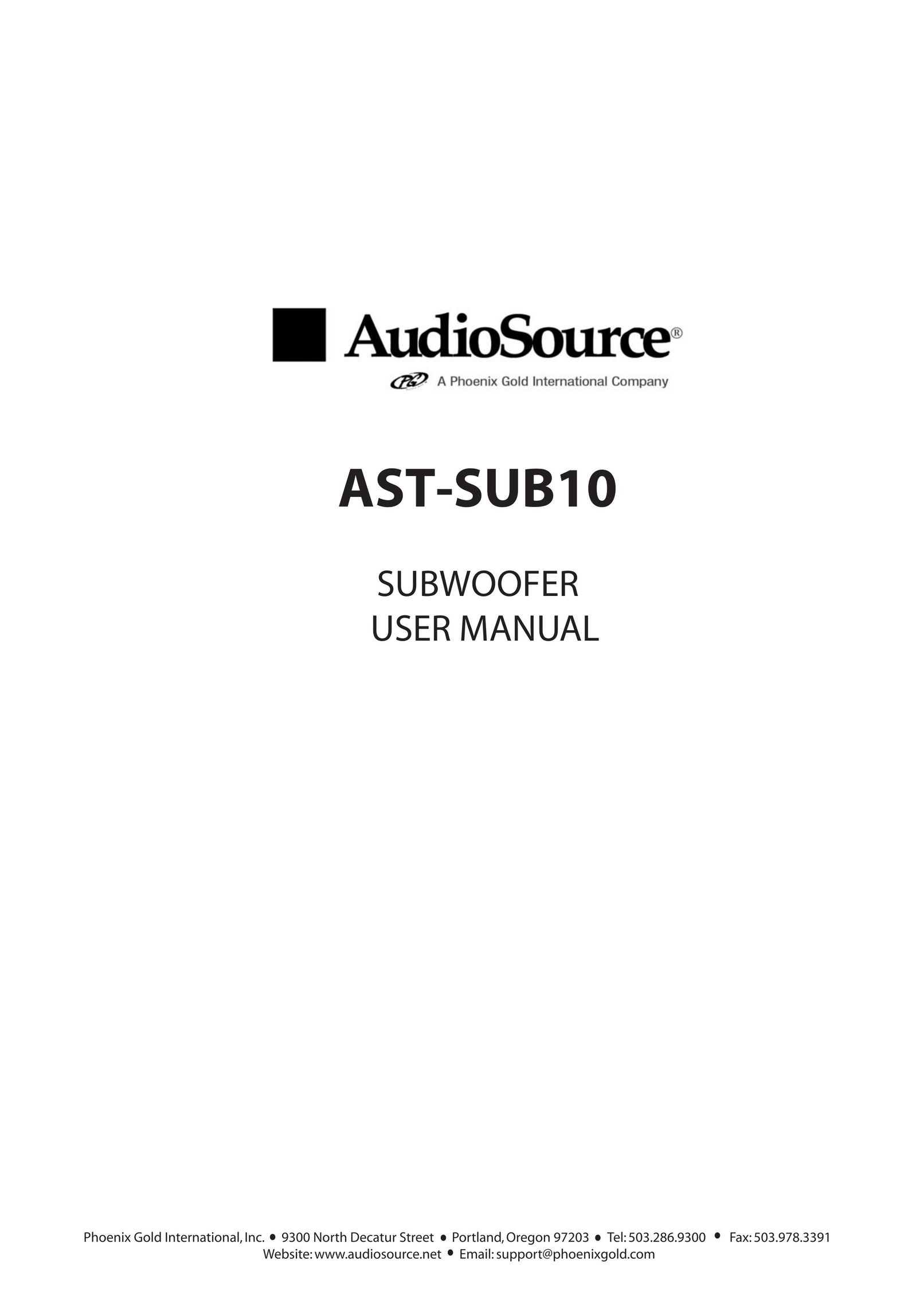 AudioSource AST-SUB10 Speaker User Manual
