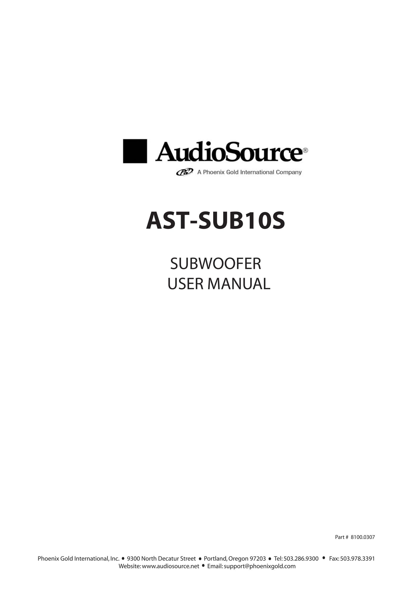 AudioSource AST-SUB10S Speaker User Manual