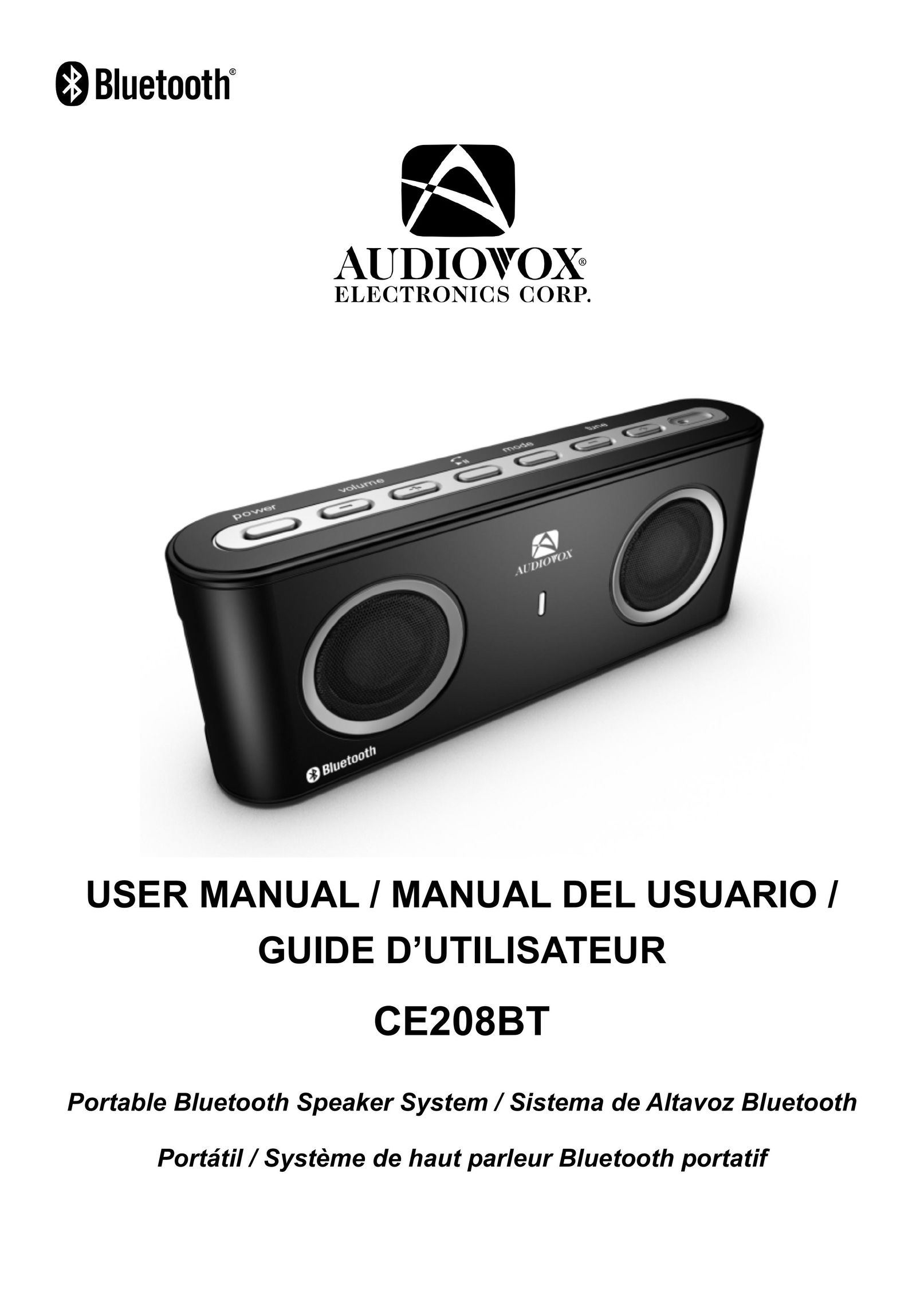 Audiovox CE208BT Speaker User Manual