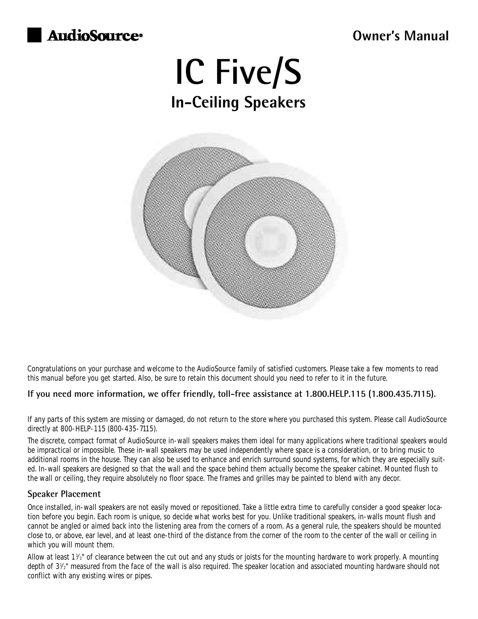 Audiovox IC Five/S Speaker User Manual