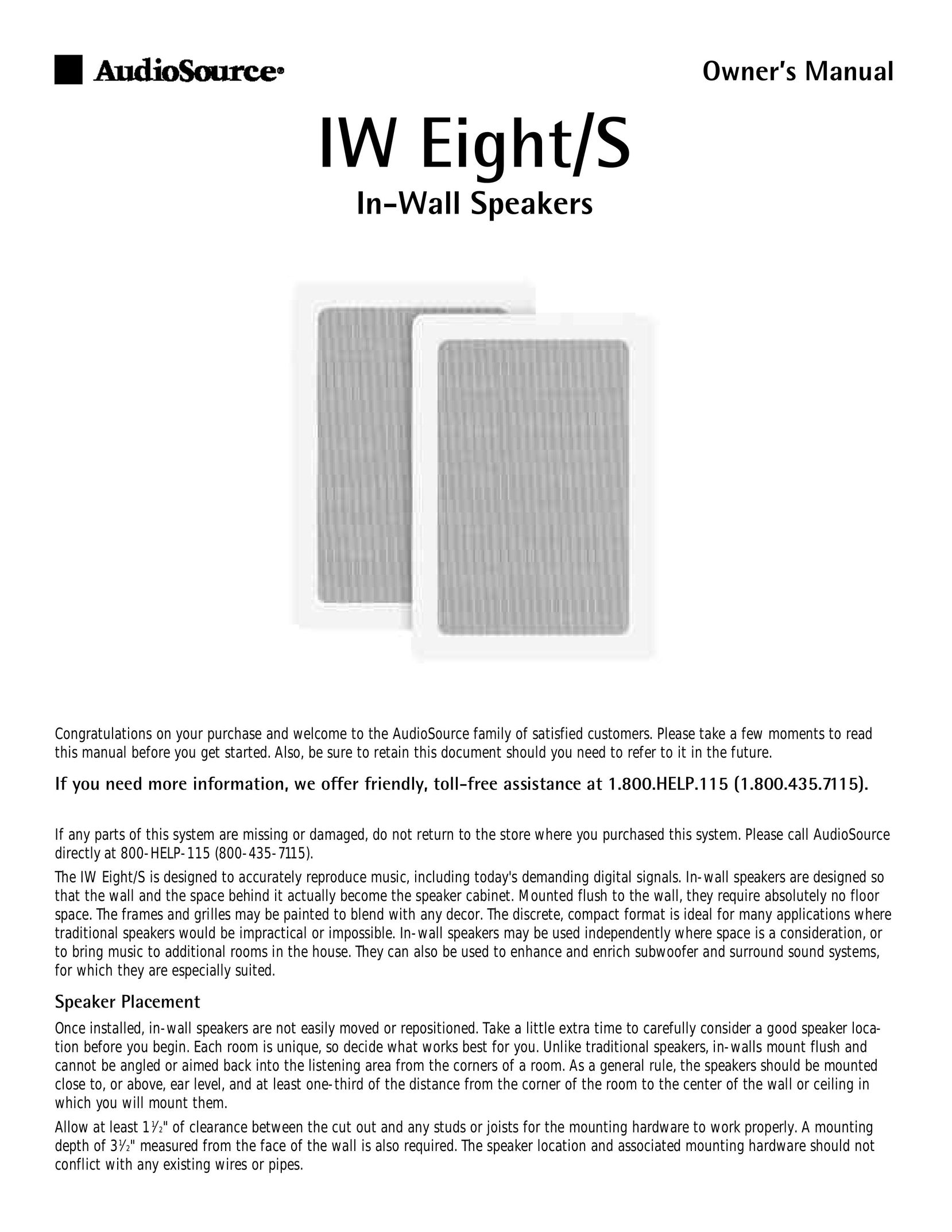 Audiovox IW Eight/S Speaker User Manual