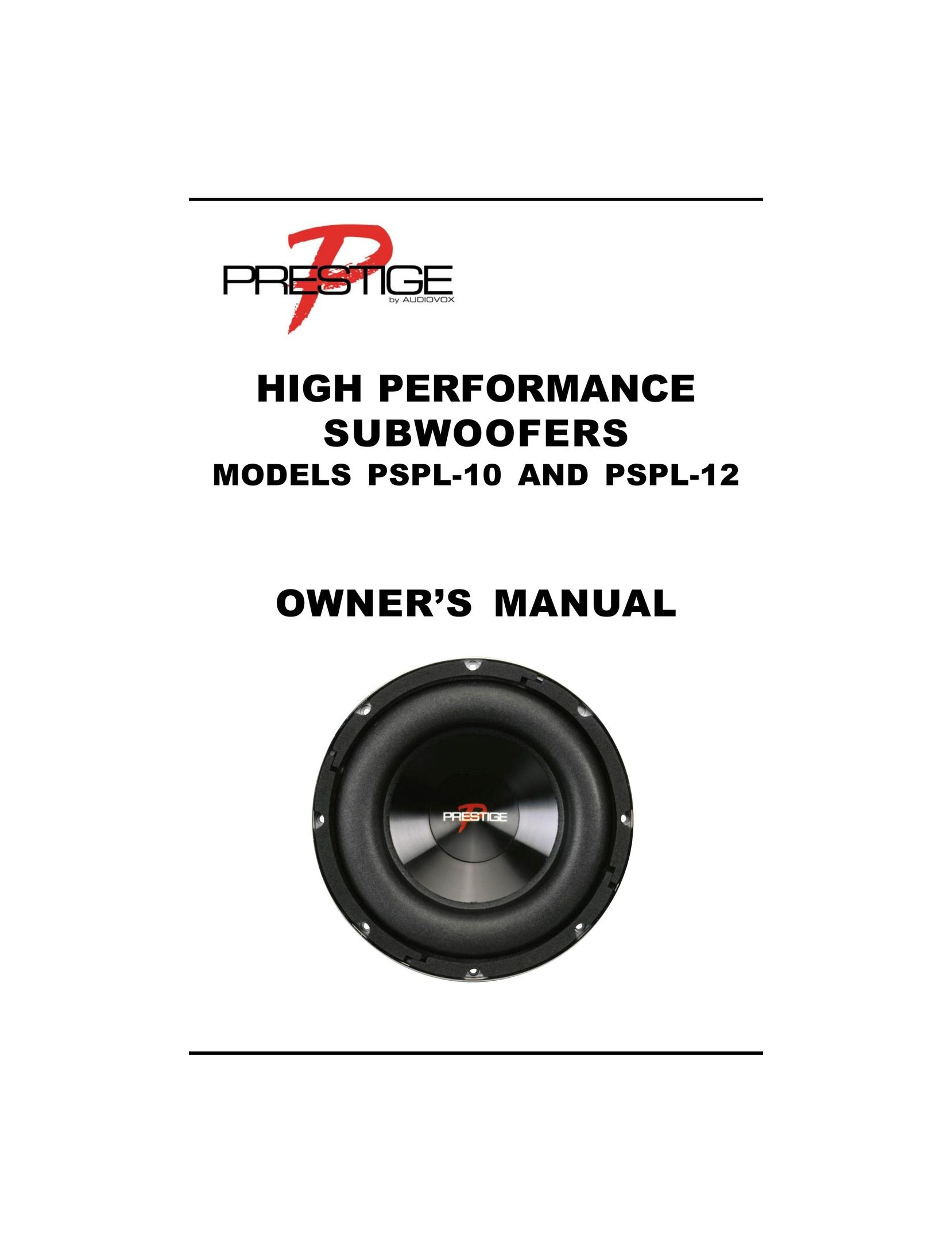 Audiovox PSPL-10 Speaker User Manual