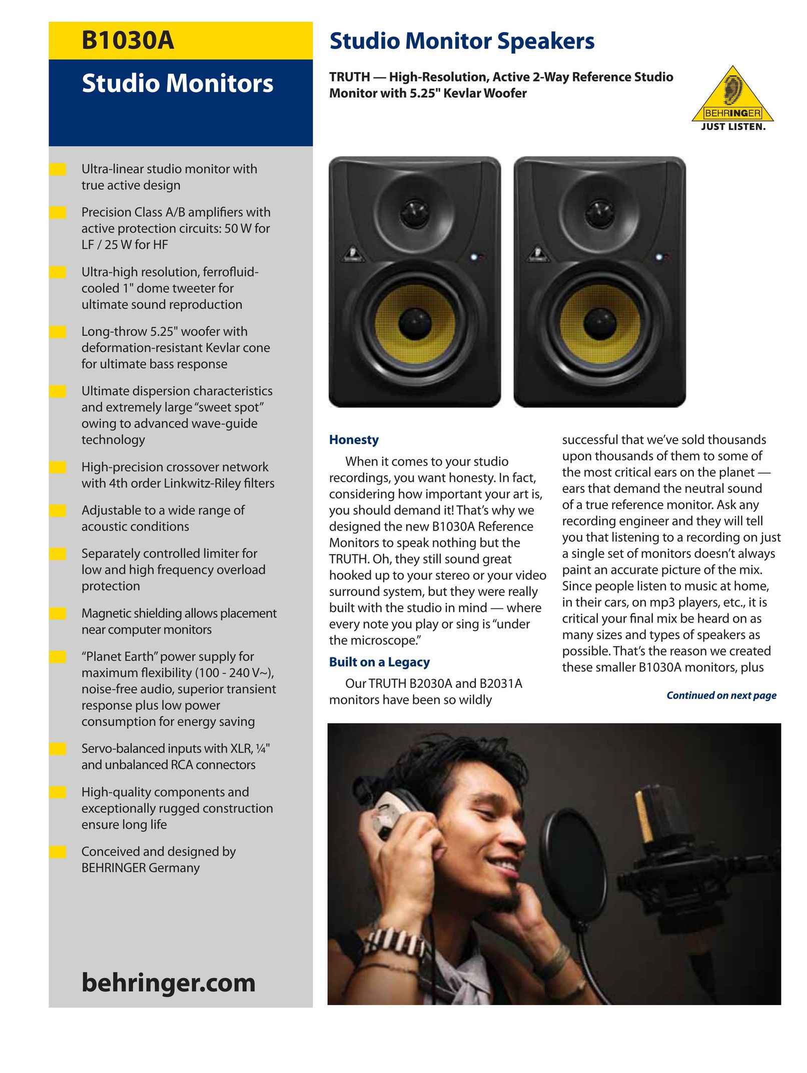 Behringer B1030A Speaker User Manual