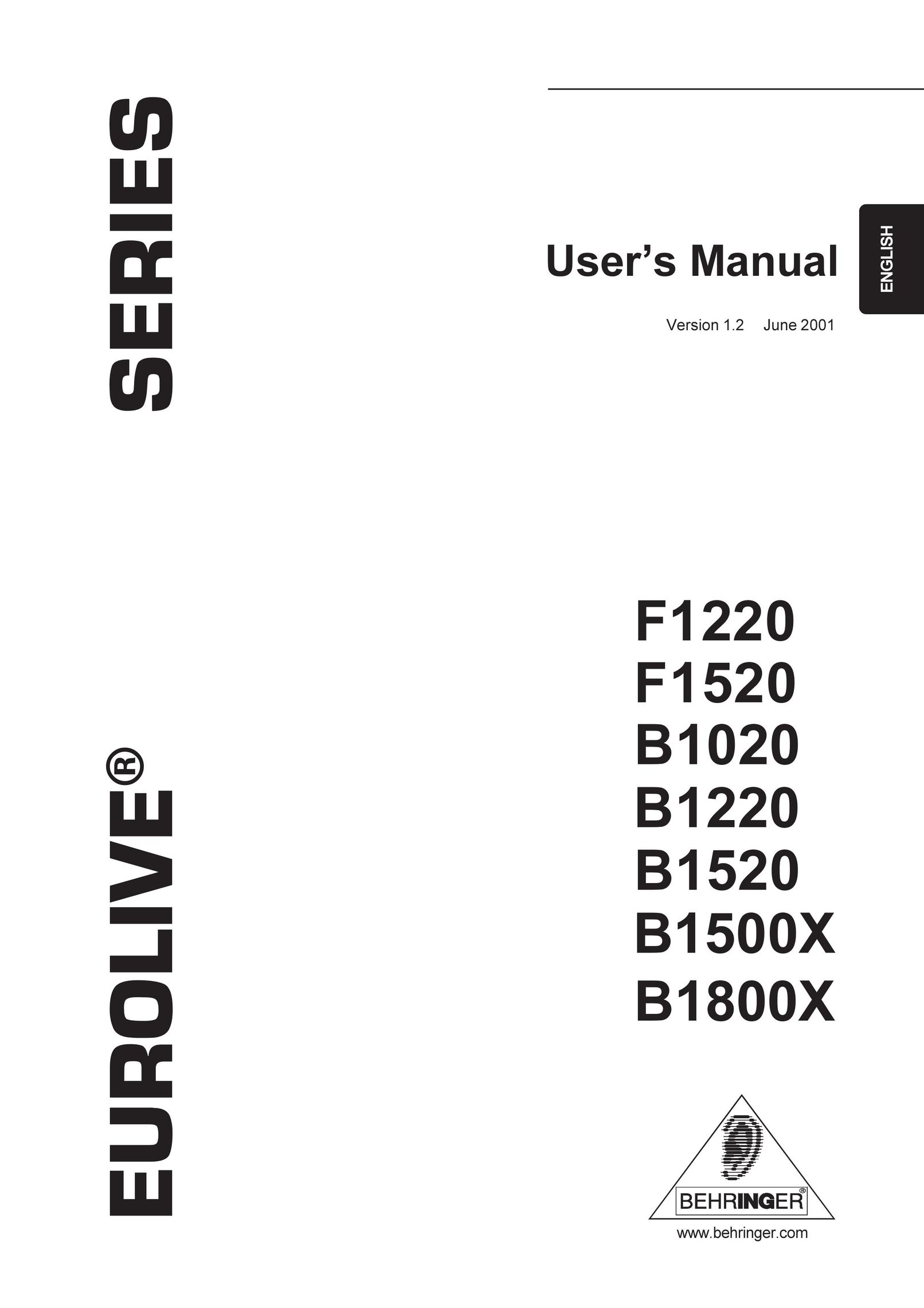Behringer B1500X Speaker User Manual