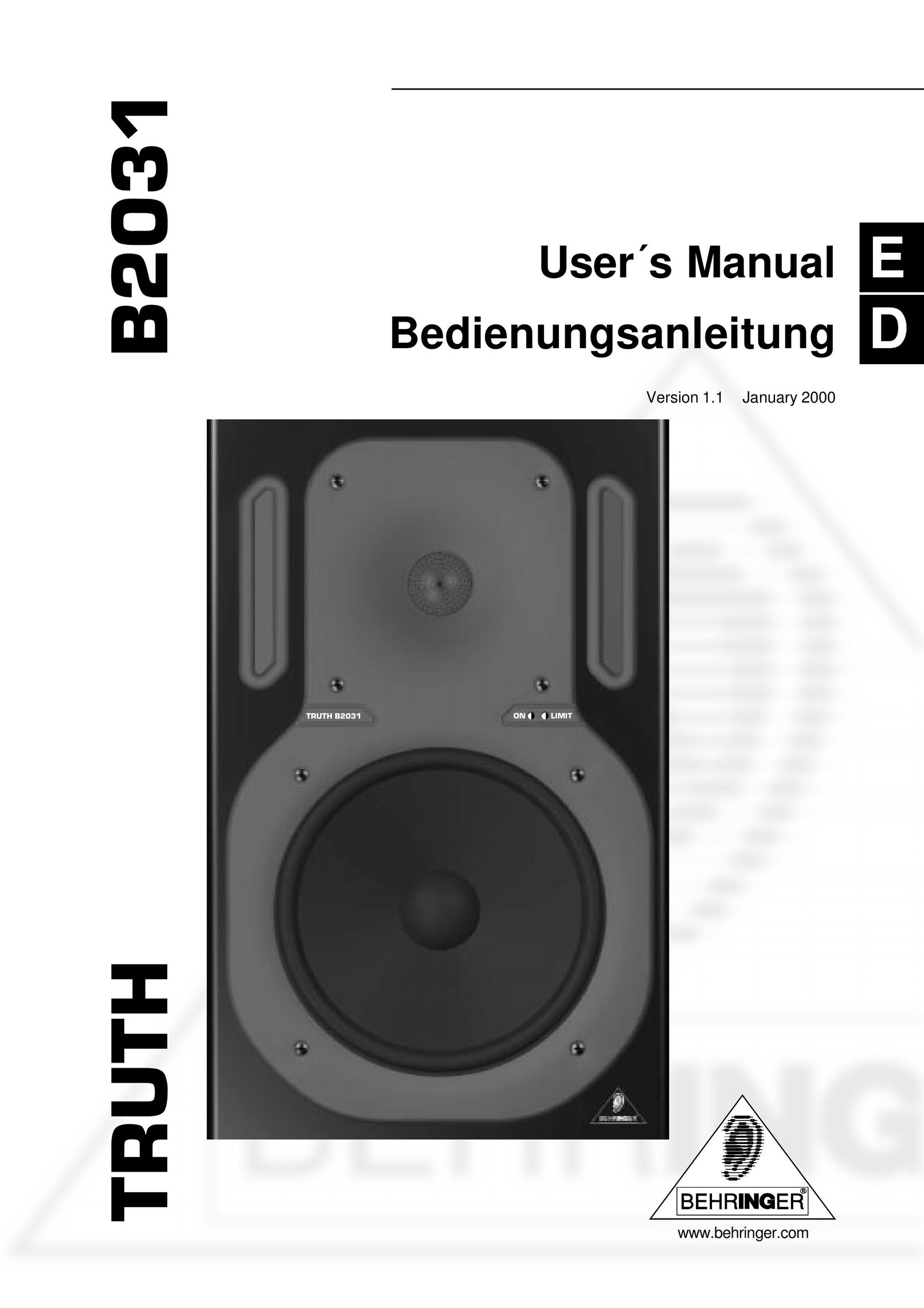 Behringer B2031 Speaker User Manual
