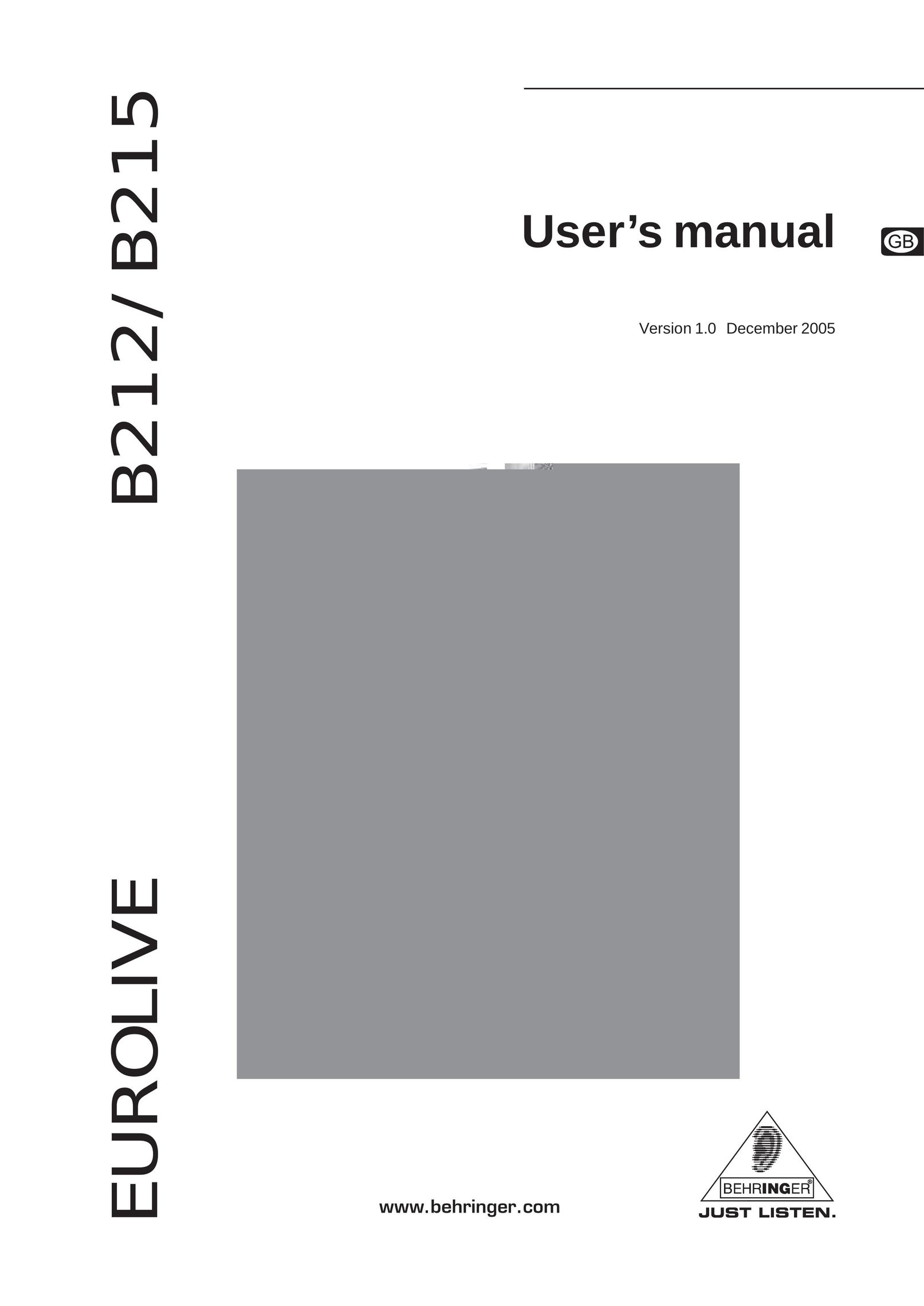 Behringer B212 Speaker User Manual