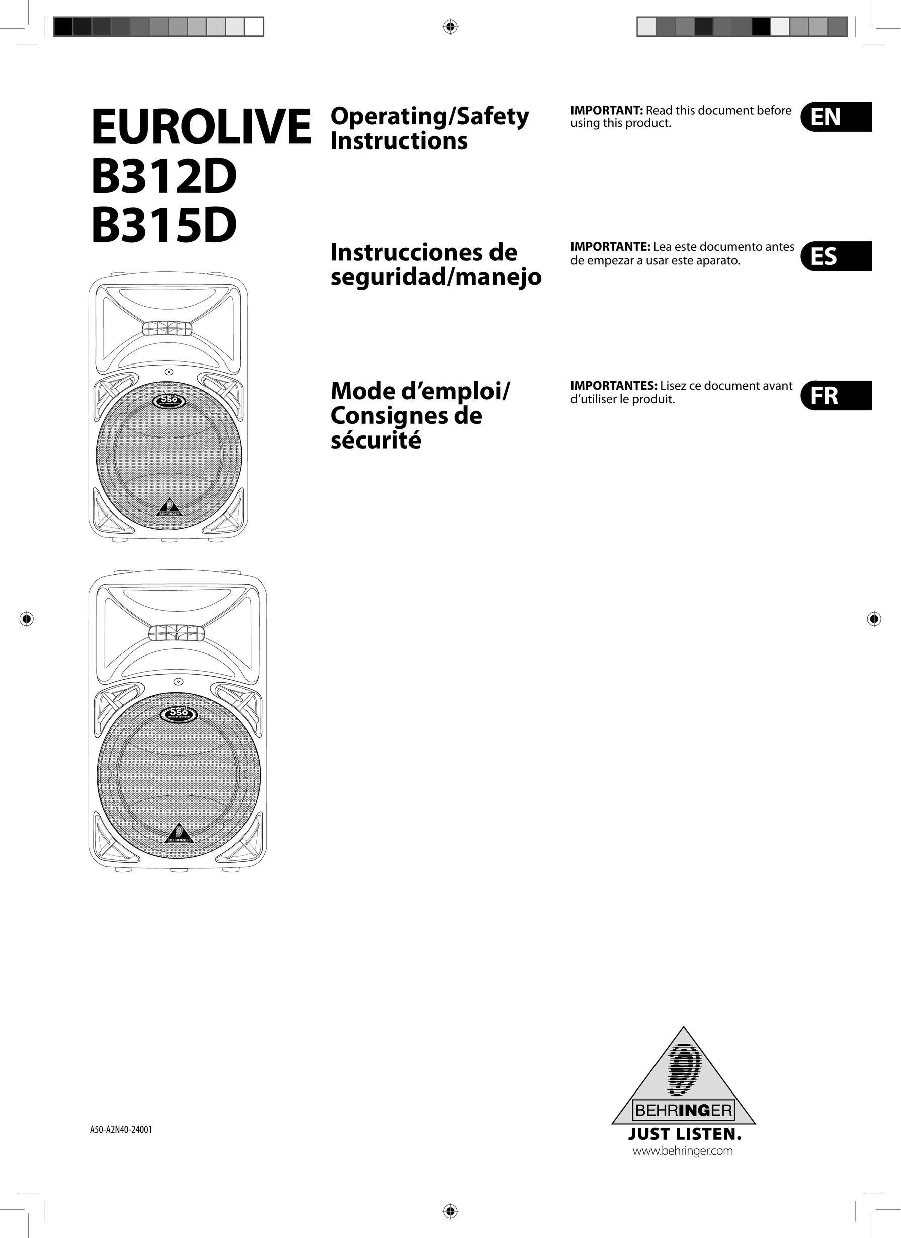 Behringer B315D Speaker User Manual