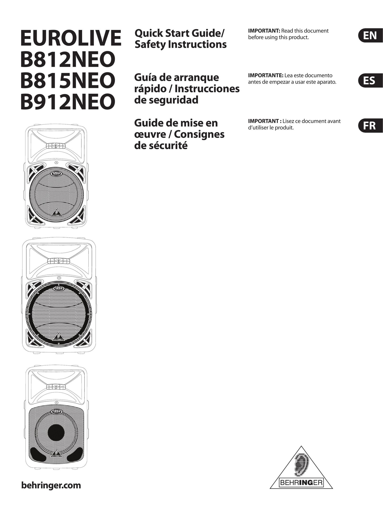 Behringer B912NEO Speaker User Manual
