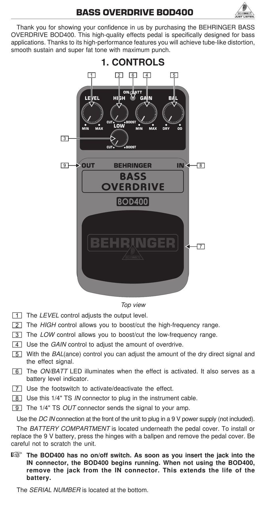 Behringer BEHRINGERPSU-SB Speaker User Manual