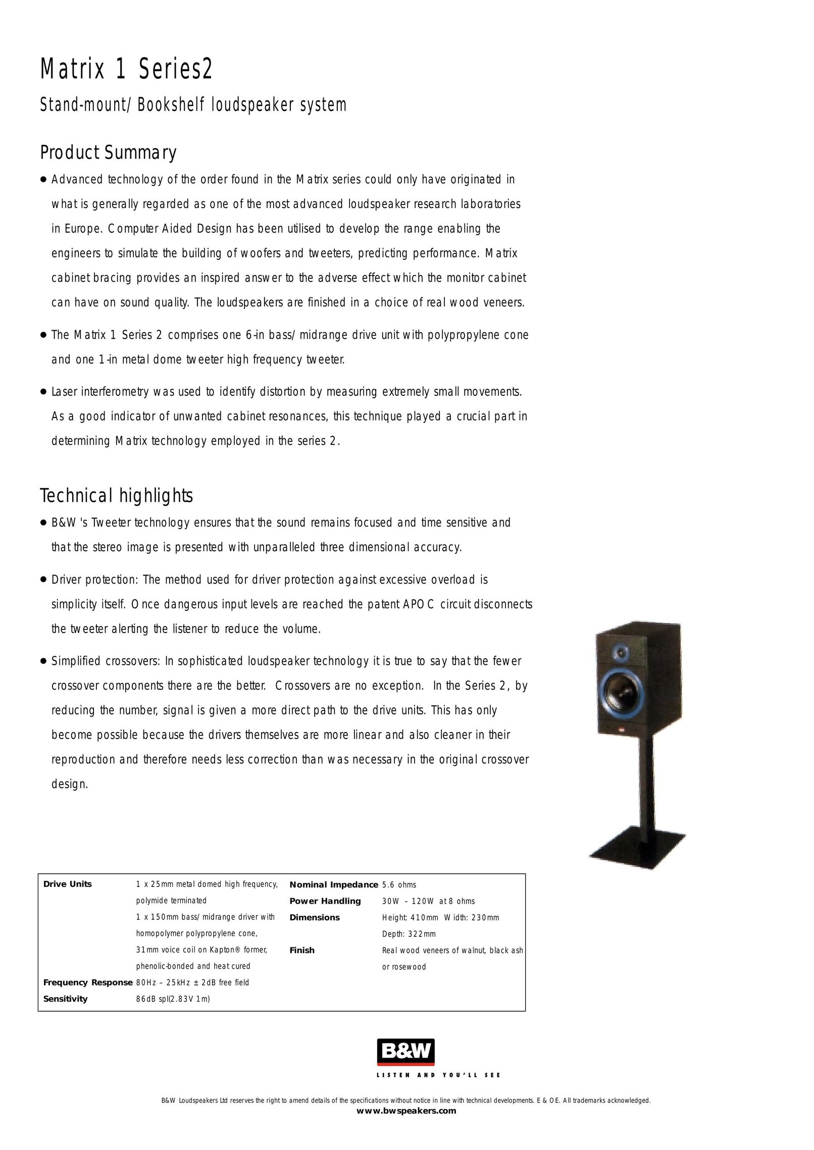 Bowers & Wilkins 1 Series2 Speaker User Manual