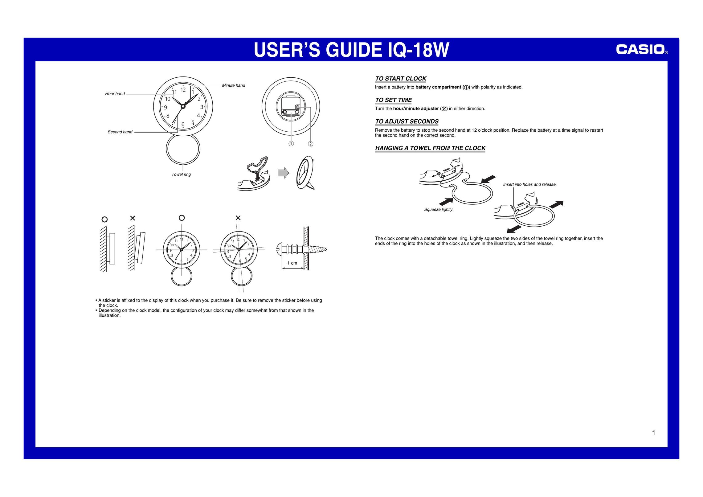 Casio IQ-18W Speaker User Manual