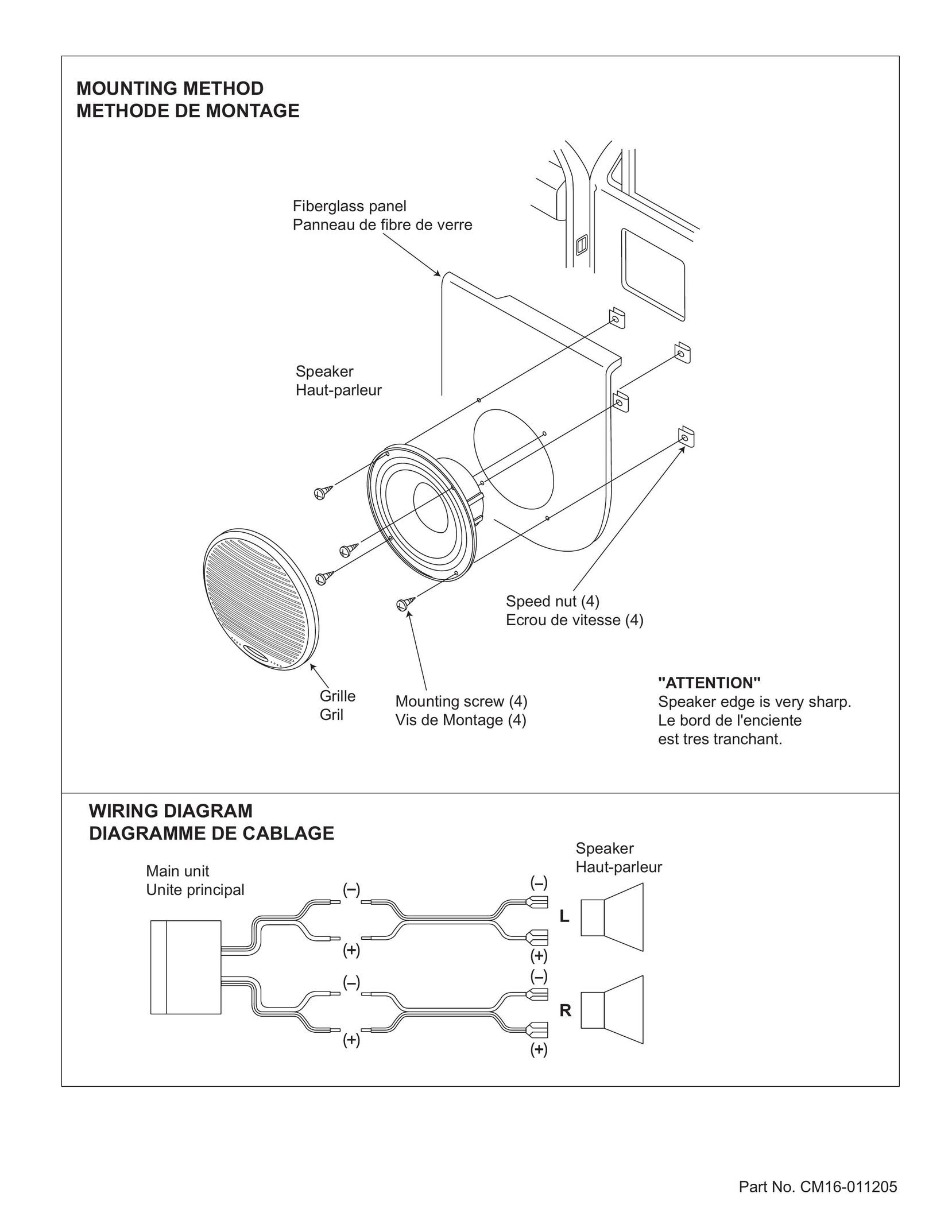 Clarion CM16-011205 Speaker User Manual