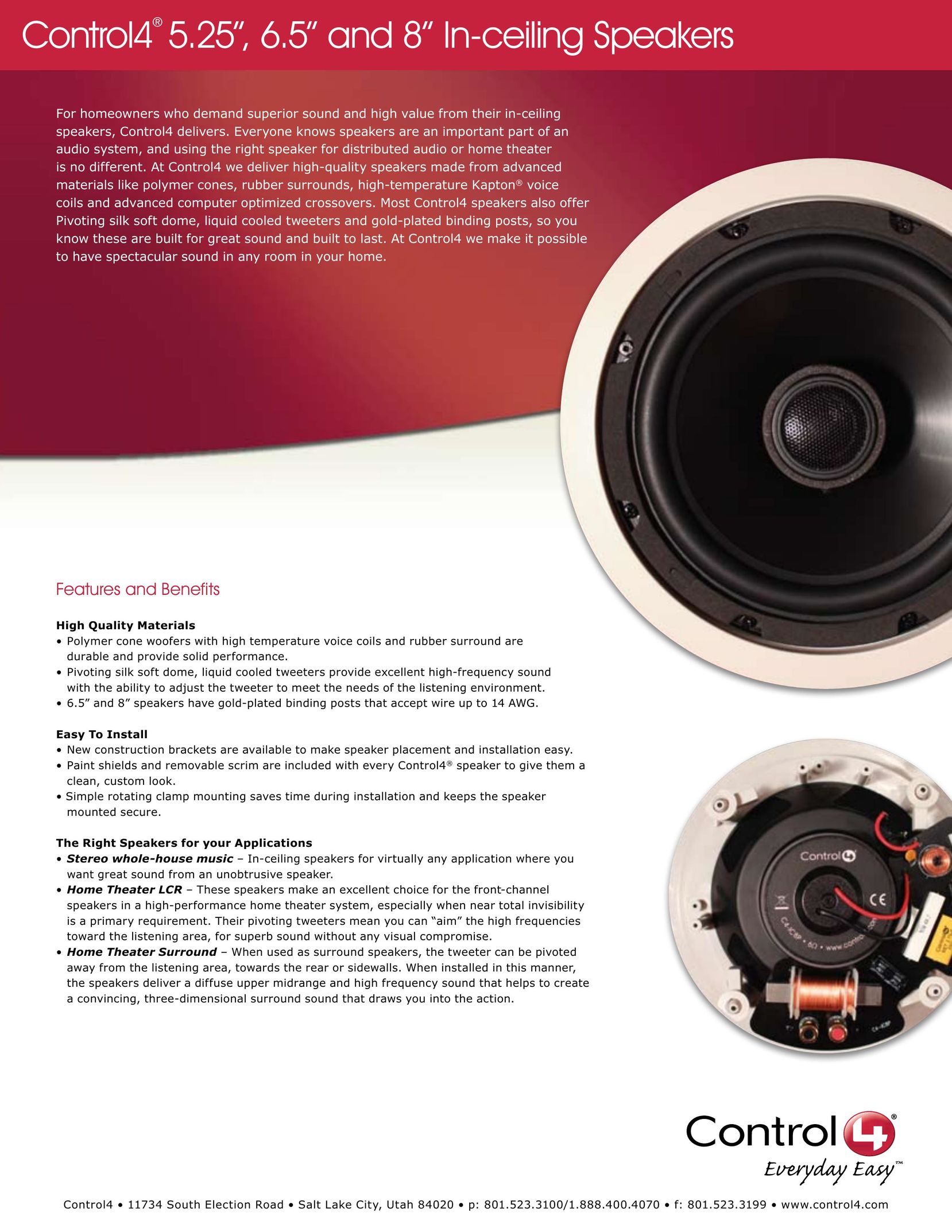 Control4 C4-IC5.25P Speaker User Manual