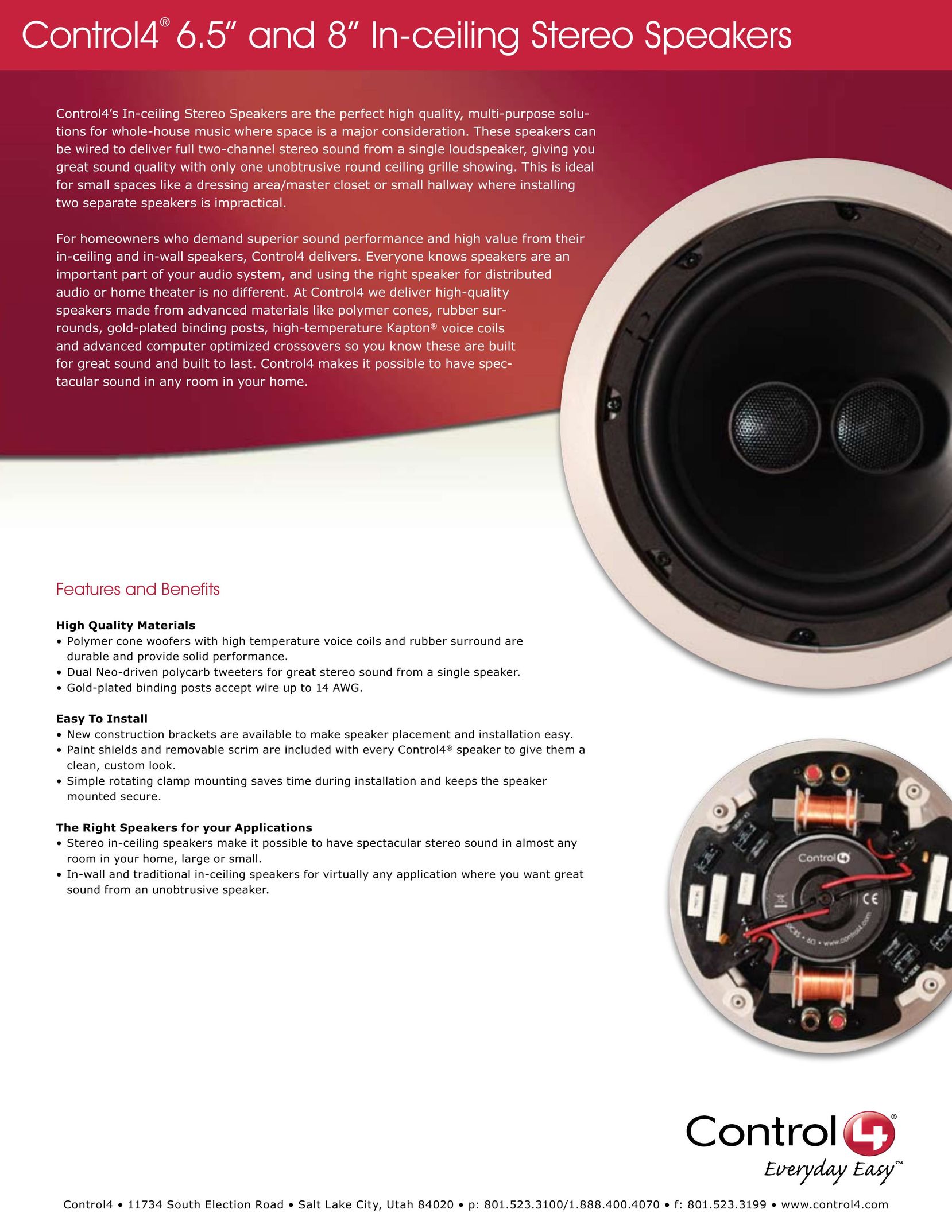 Control4 C4-SIC6.5S Speaker User Manual