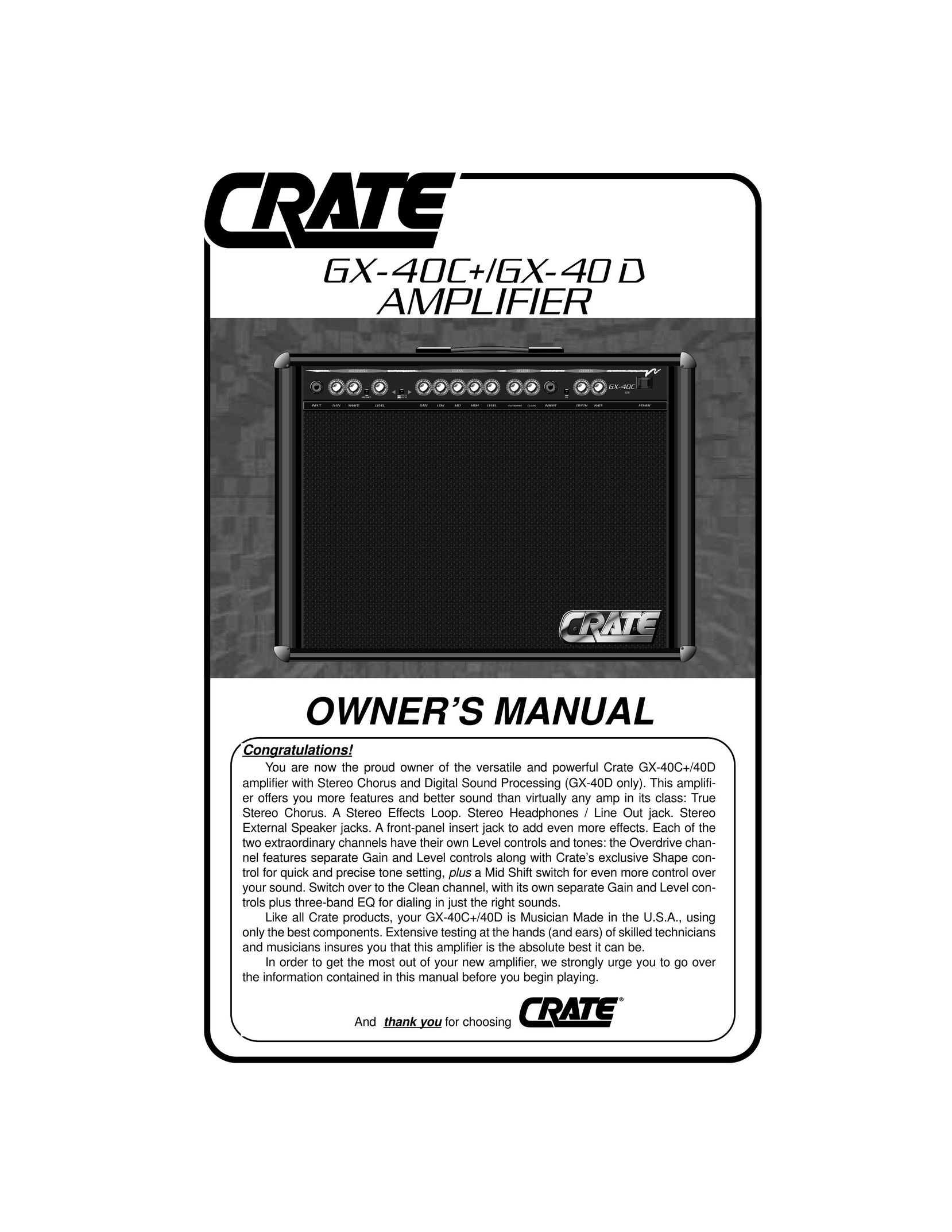 Crate Amplifiers GX-40D Speaker User Manual
