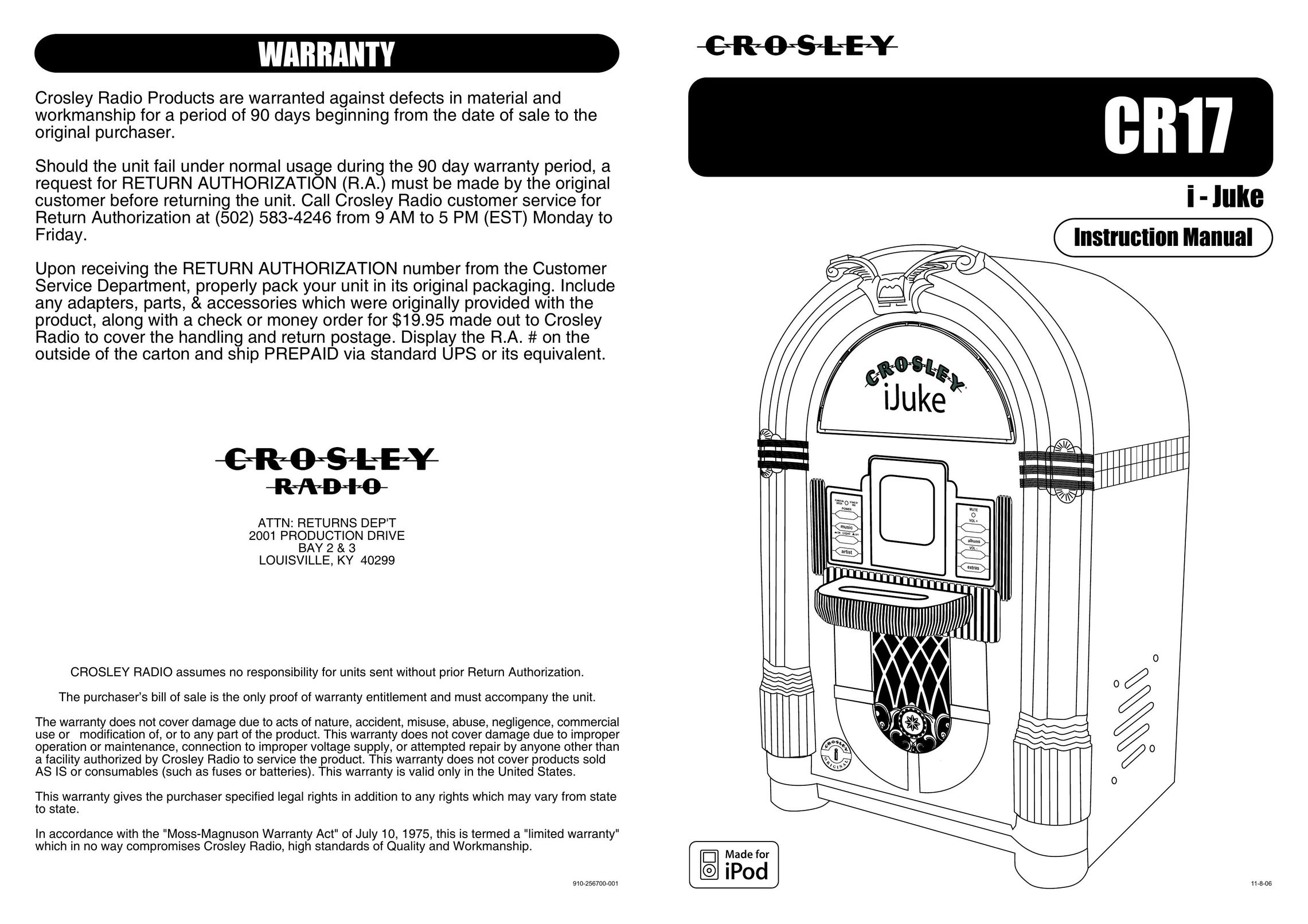Crosley Radio CR17 Speaker User Manual