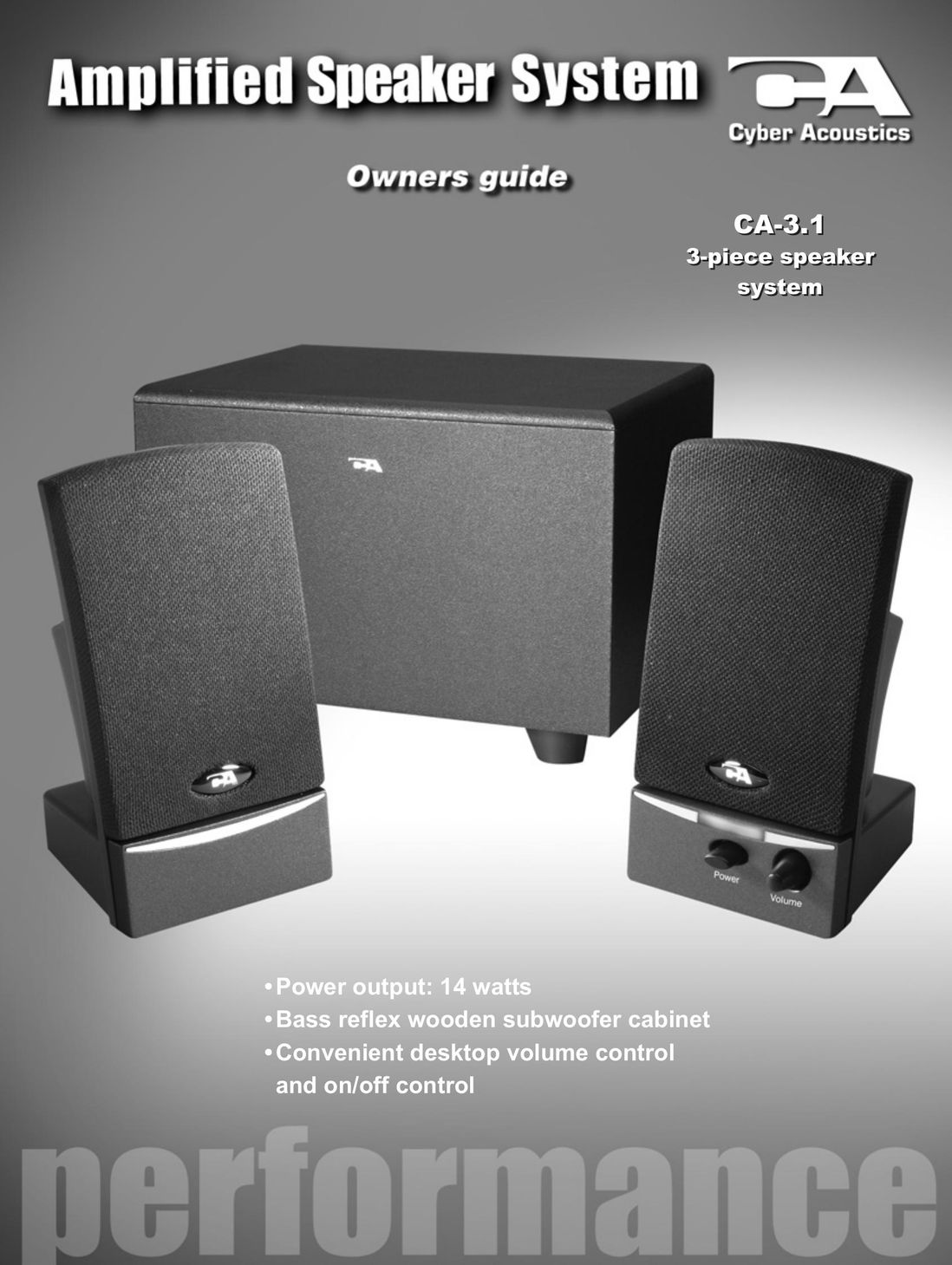 Cyber Acoustics CA-3.1 Speaker User Manual