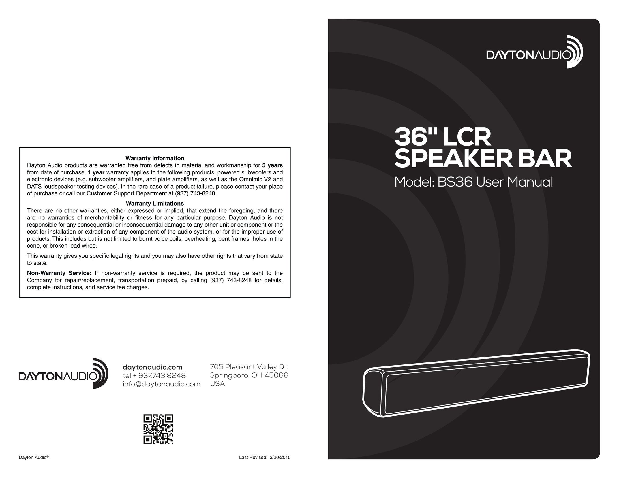 Dayton Audio bs36 Speaker User Manual